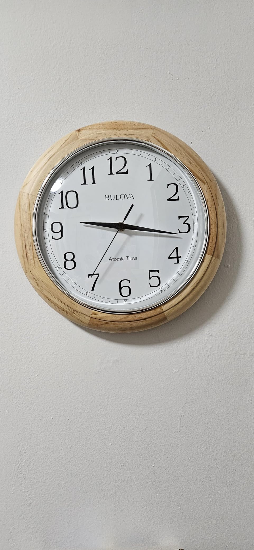 Bulova C5005 Wooden Atomic Analog Wall Clock | Automatically Sets Time | Large Roman Numerals | Battery Operated | Traditional Design customer photo 1