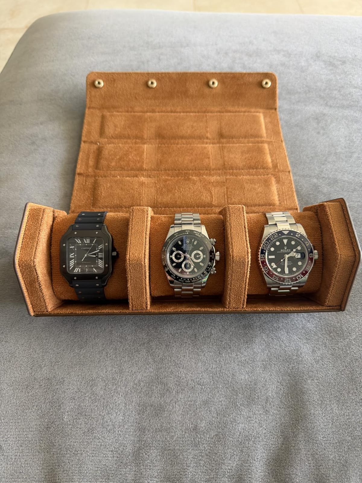 Watch Roll Travel Case for Men and Women- 2 Watch Storage and Organizer | Secure Storage with Innovative Removable Pillows & Solid Dividers for Home, Travel and Display (Brown-2 Slot) customer photo 1