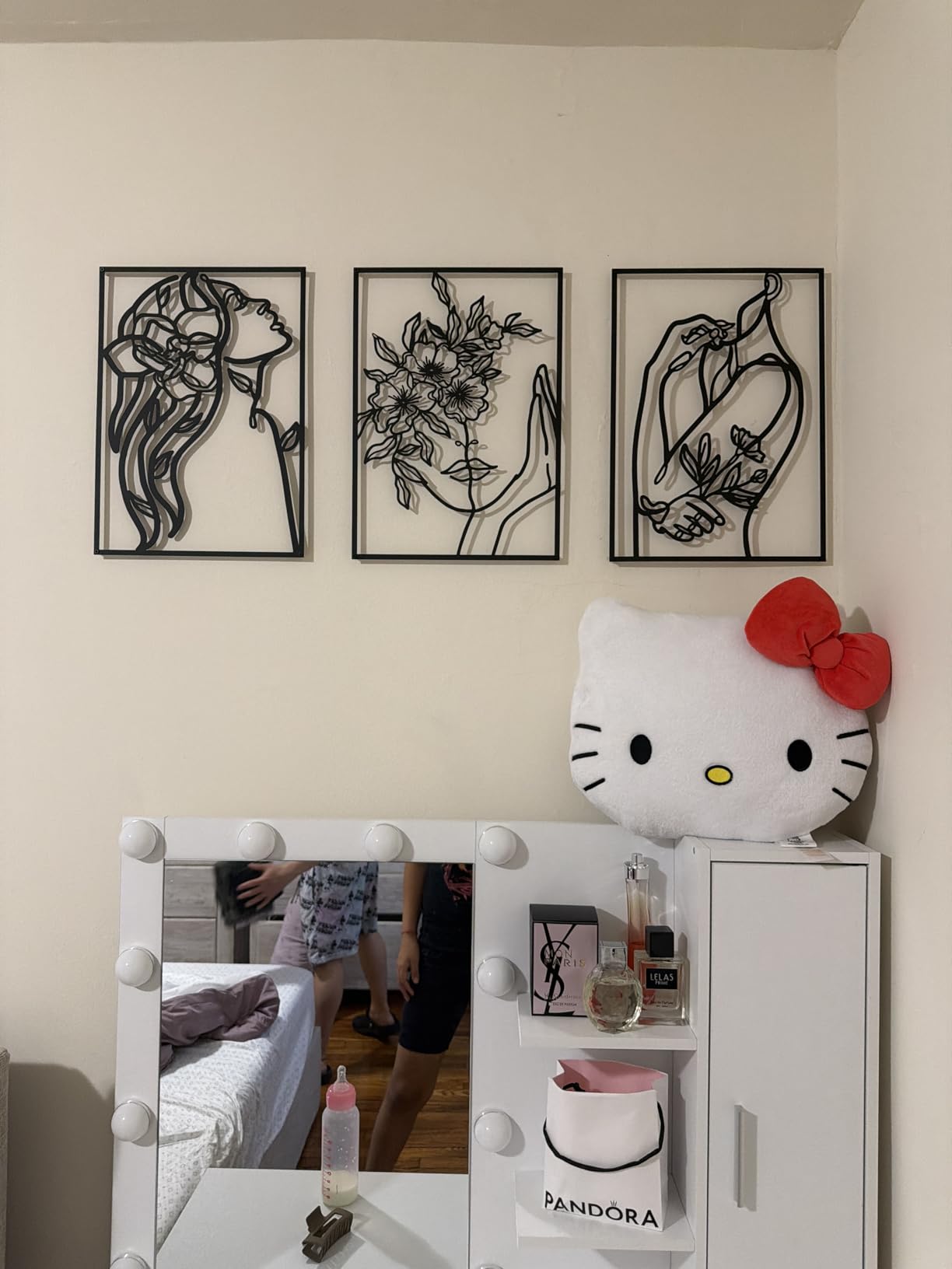 AGIOTA 3 Pcs Wall Decor Above Bed Minimalist Wall Art for Living Room Metal Line Art - Female Body, Black Room Decor for Bedroom Modern Wall Art for Indoor 15inch customer photo 1