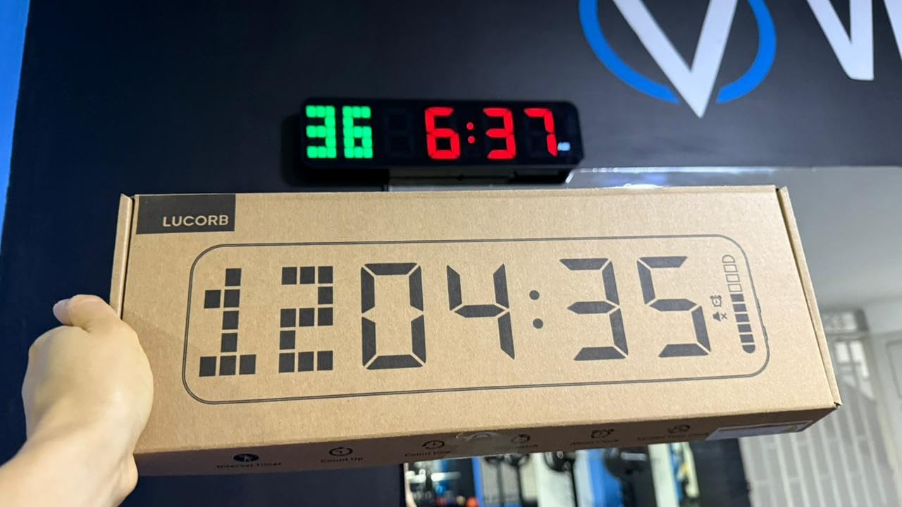 LUCORB Gym Timer - Large Digital Gym Clock Wall with Interval Time Progress Bar, Countdown/Up Stopwatch, Remote Control for Home Gym Garage Boxing Crossfit customer photo 2