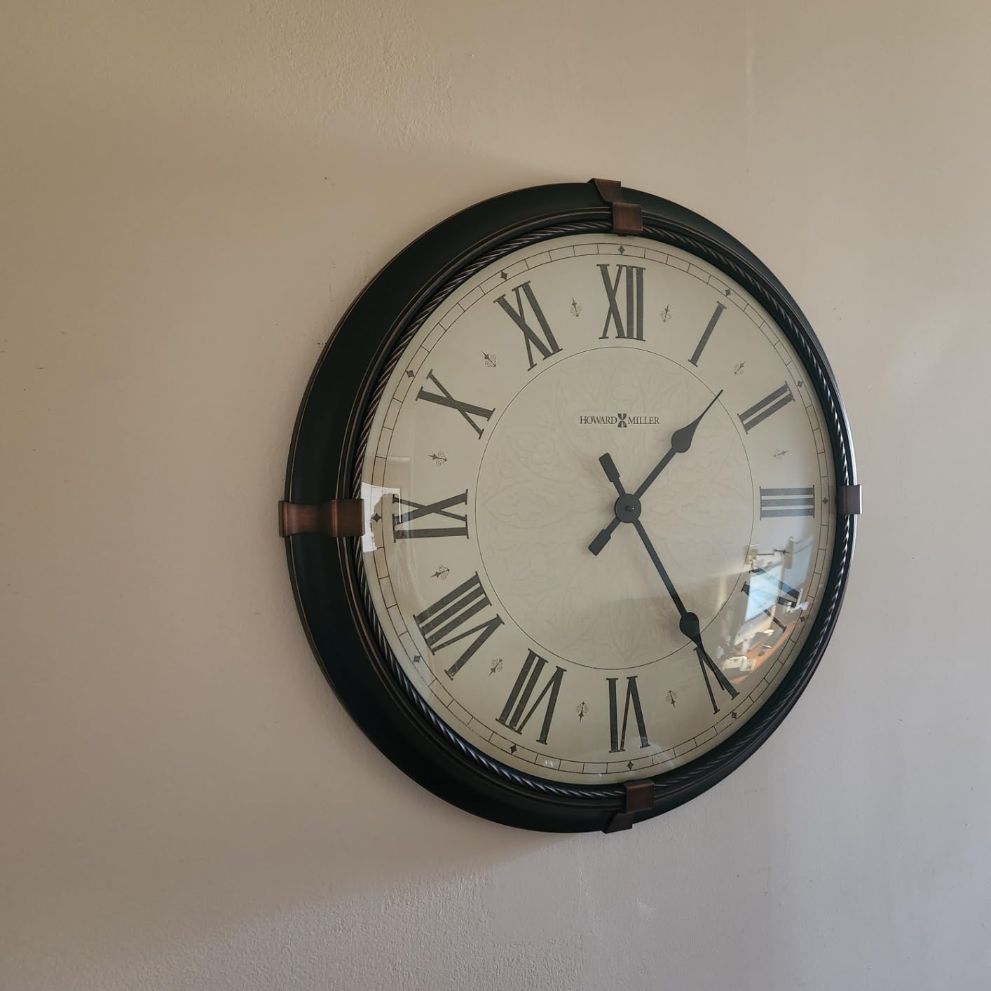 Howard Miller Greenbush Wall Clock II 549-534 - Vintage Metal Clock with Dark Rubbed Bronze Finish, Aged Bronze Accents at (3,6,9,12 Positions), Quartz Movement customer photo 1