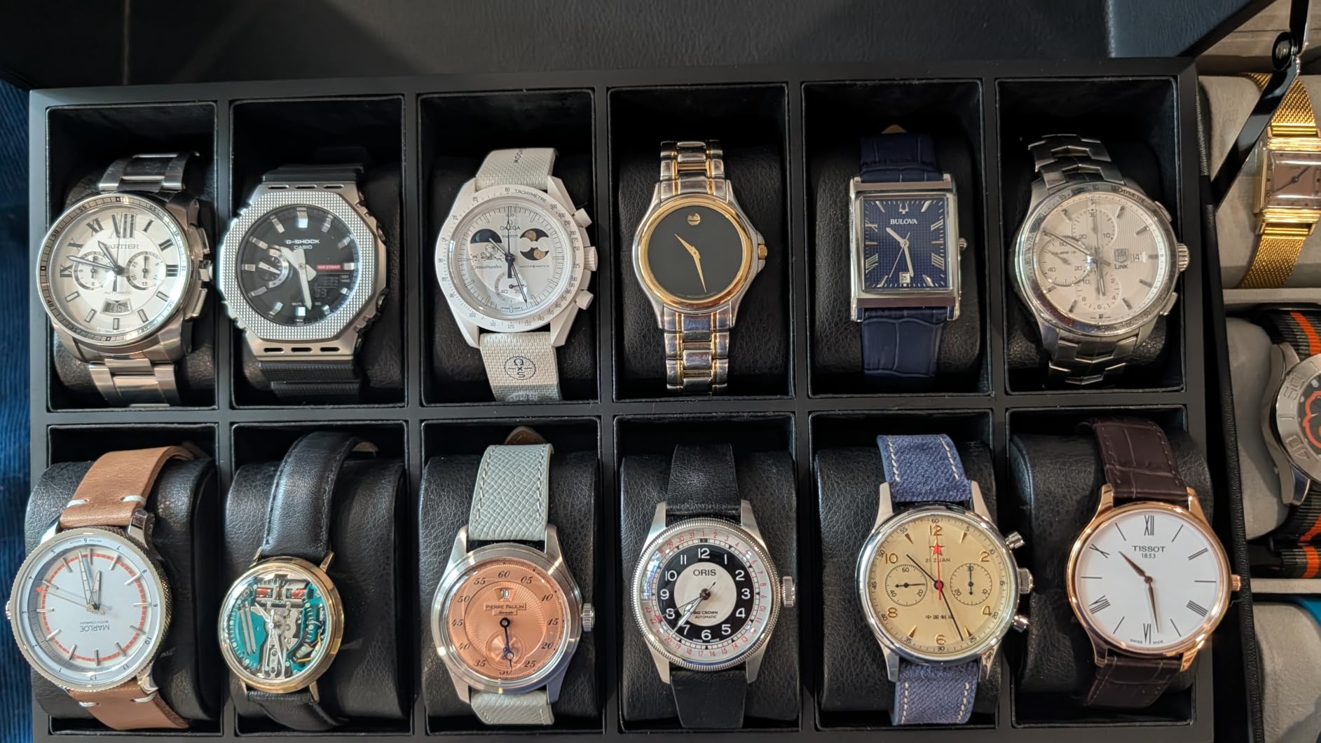 KAMIER High End Watch Box for Men, 12 Slot Wooden Watch Case with Drawer, 2-Layer Watch Holder for Jewelry and Watch Storage (With Gift Box) customer photo 2