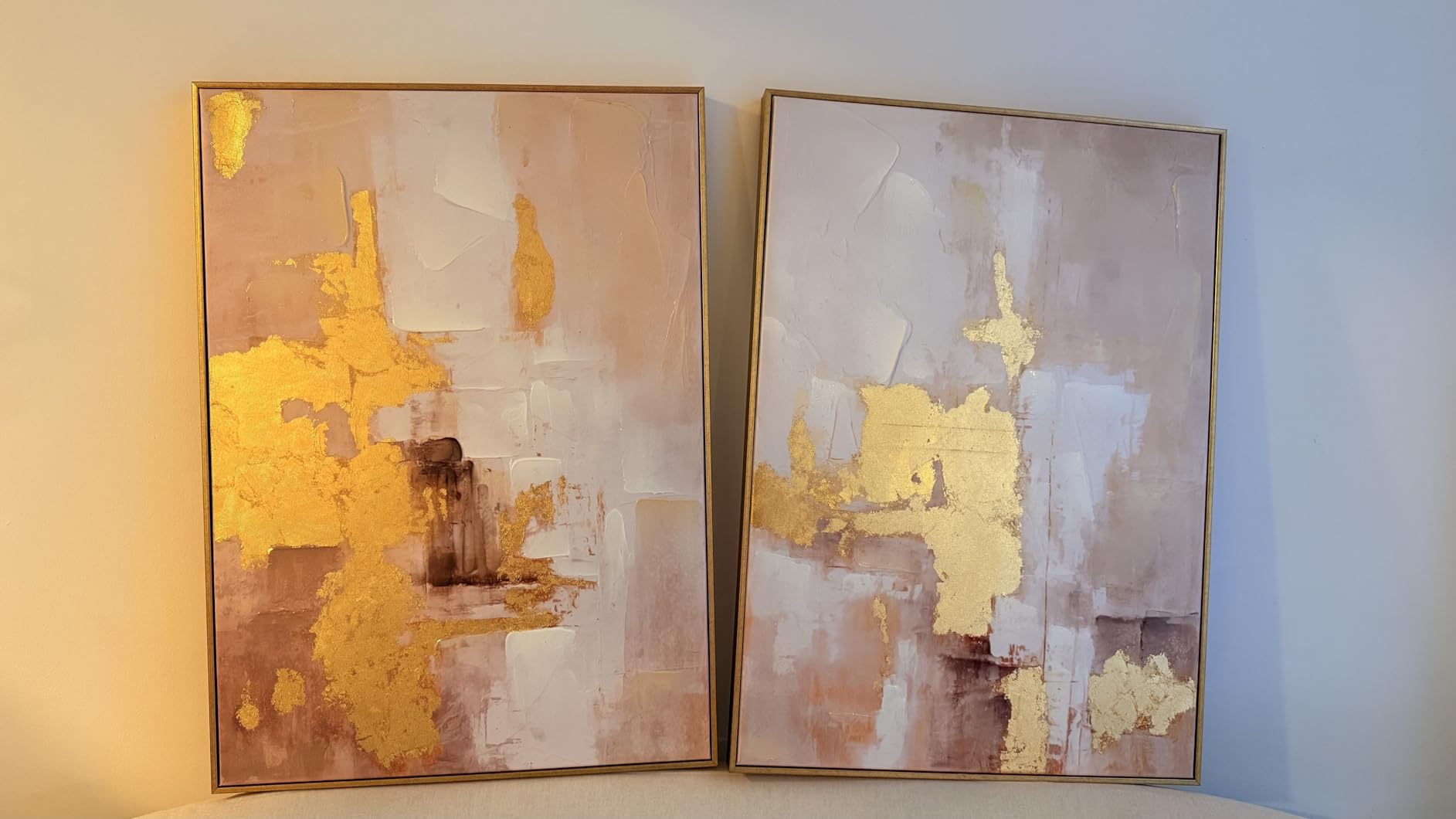 Zessonic Abstract Glam Gold Textured Hand-Painted Thick Wall Art, 24