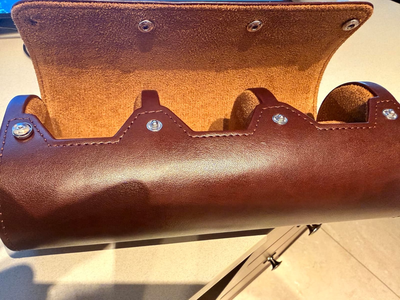 MR.OKAY 3 Watch Travel Case- Classic Leather Watch Case With Perfect Texture.Portable Watch Roll Or Organizer For Storage And Display. Luxury Gifts For Men, All Handmade by Artisans. customer photo 1