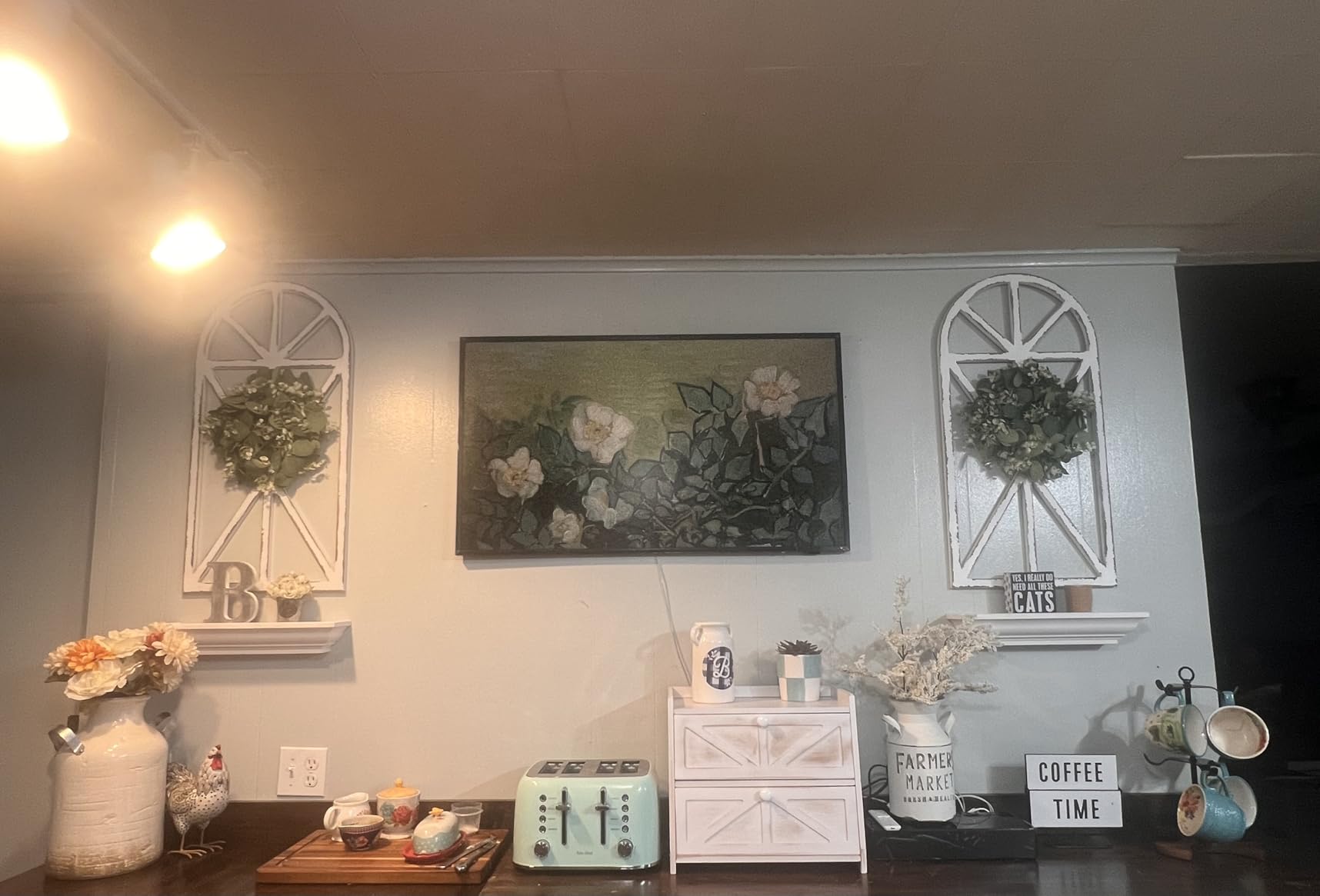 Set of 2 Large Farmhouse Window Frame Wall Decor, Rustic Wood Wall Art | 16