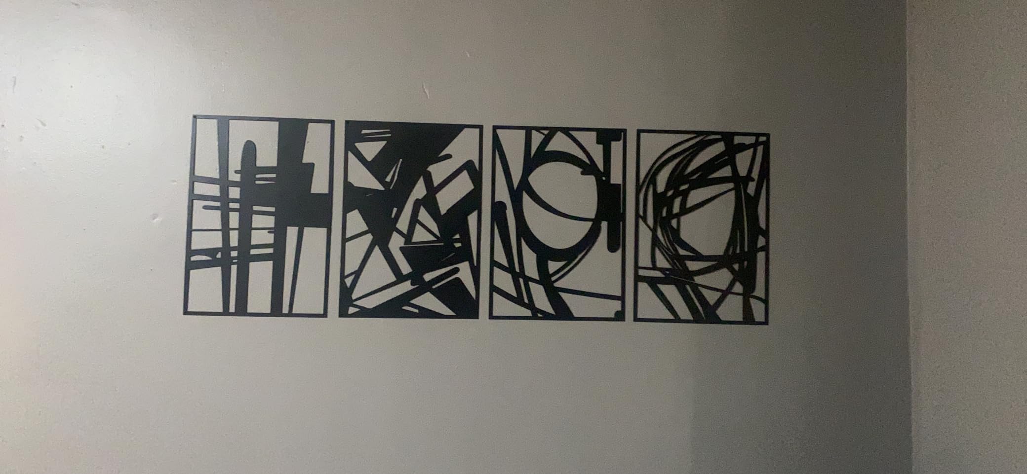 Glamativity Large 4 Pack Black Abstract Metal Wall Art, Minimalist Décor Single Line Art Wall Décor, 3D Textured Metal Wall Sculptures, for Living Room Bedroom Bathroom Study Room (Black, L Size 22.5 customer photo 1