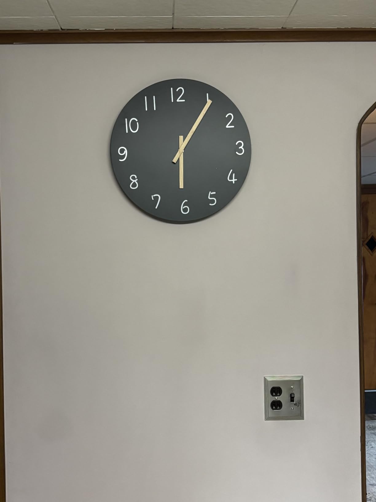 Plumeet Small Wall Clock, 10'' Frameless Wooden Wall Clocks with Silent Quartz Movement, Rustic Country Village Walnut Clocks Decorative for Kitchen Bedroom Living Room, Brown customer photo 1