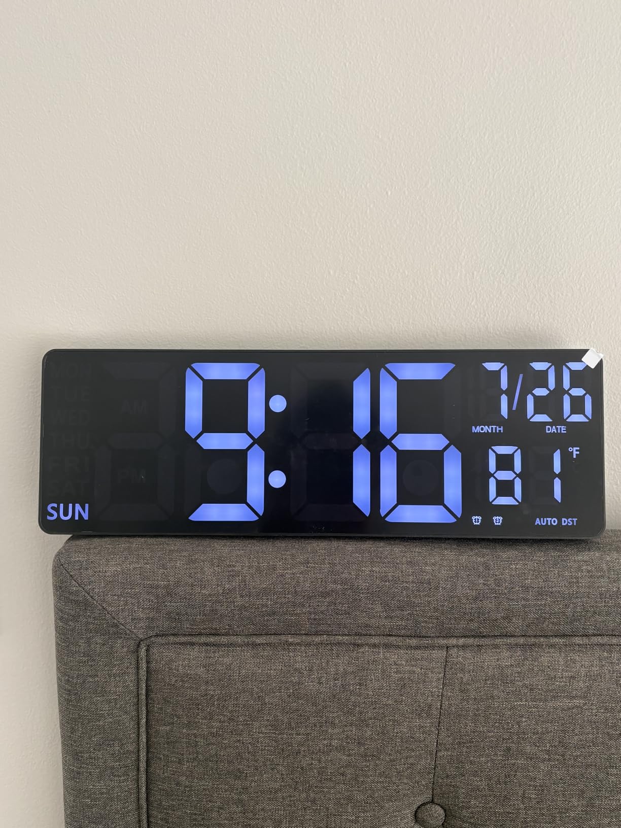 YISILE 16 Inch RGB LED Digital Wall Clock - 8 Color Display, 6 Night Light Modes, Bluetooth Auto Time Sync, Sound Wake-Up, Dual Alarm, Auto DST, Remote Dimmer for Bedroom, Living Room & Gaming Room customer photo 1