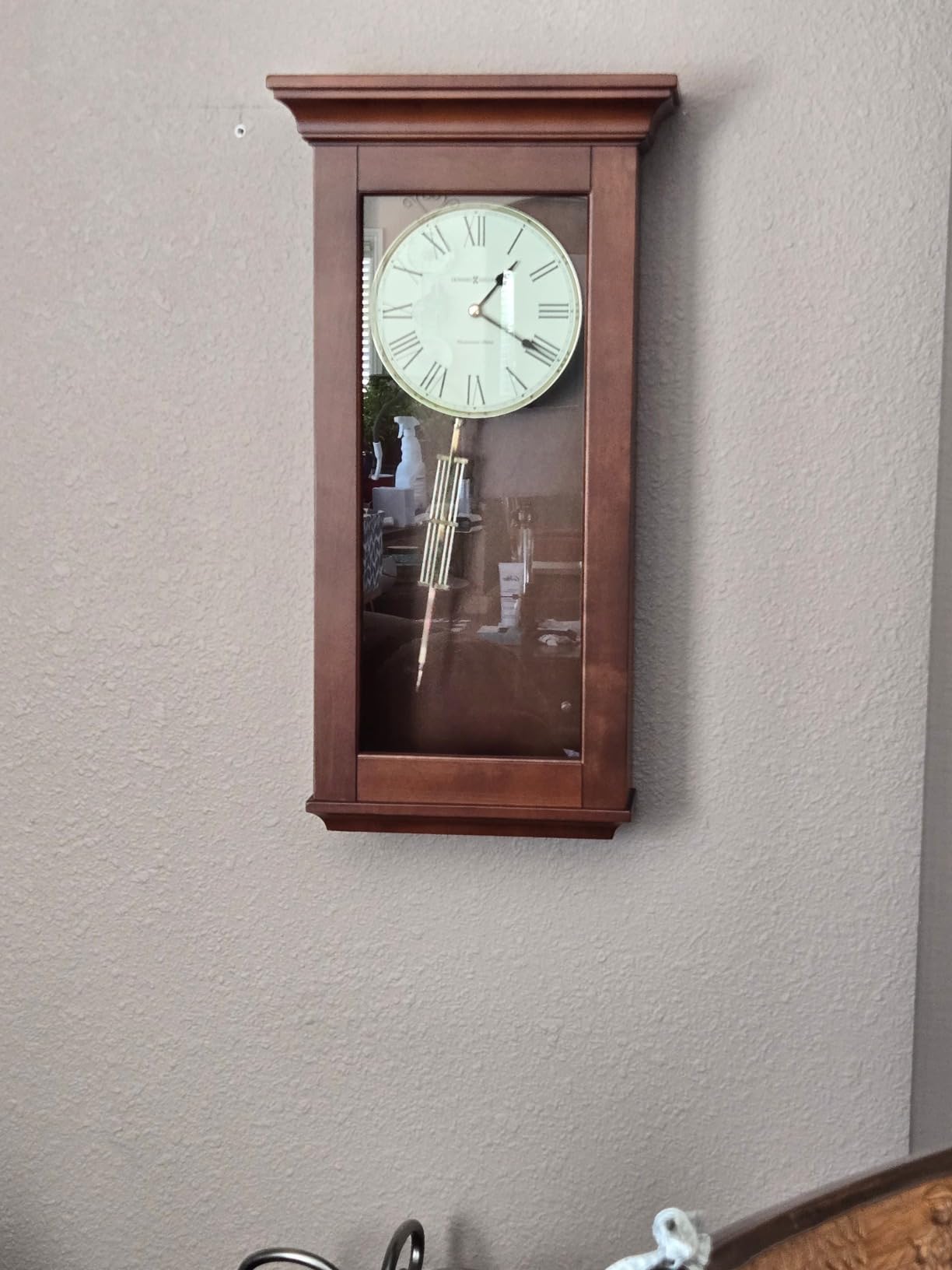 Howard Miller Middlebury Wall Clock II 549-532 - Cherry Bordeaux Finish, Brushed Brass Pendulum Bob, Quartz Single-Chime Movement with Automatic Nighttime Shutoff customer photo 2