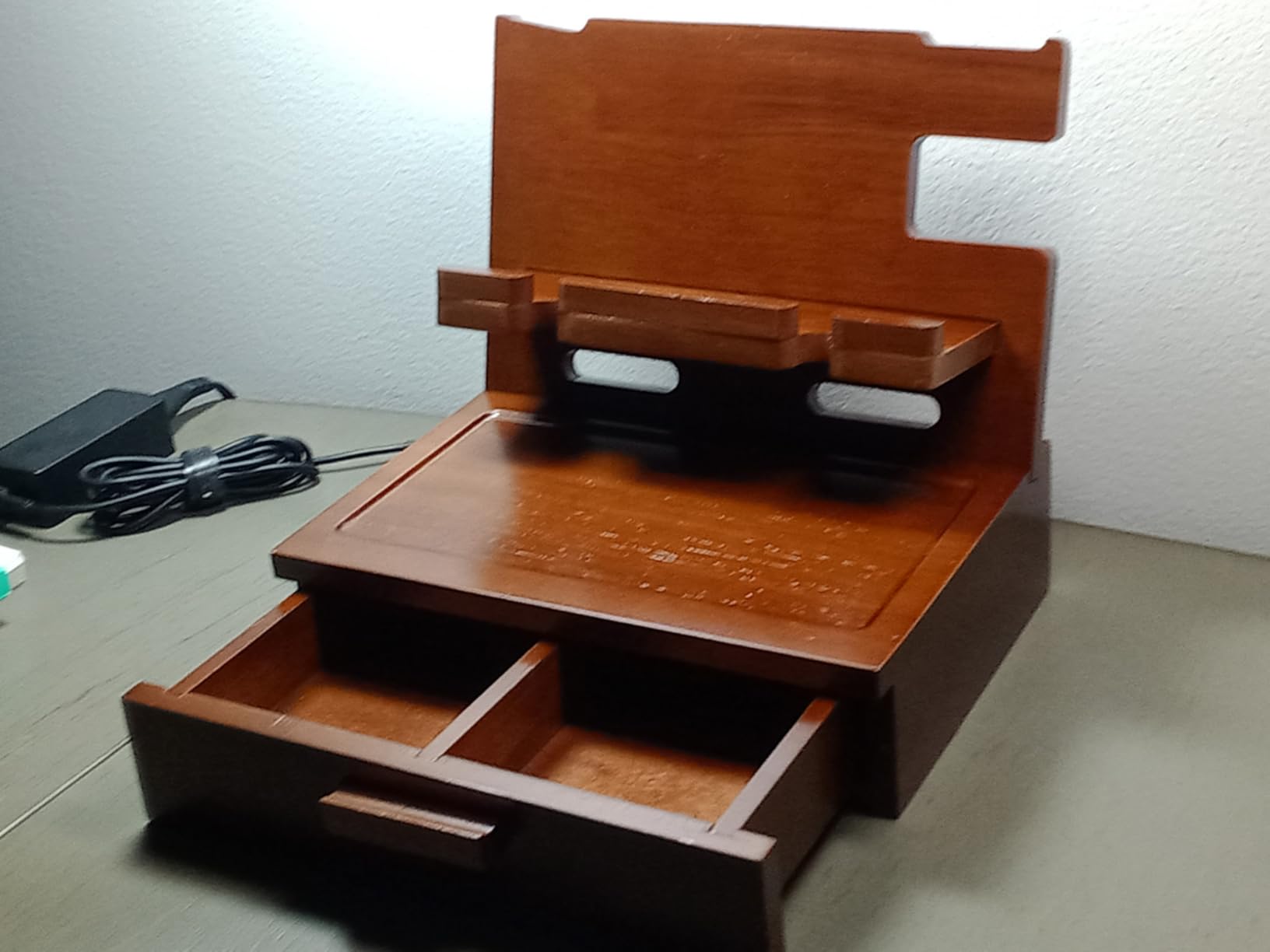 VEIYAILU Gifts for Men Women Husband Son Boyfriend Him Nightstand Organizer Wood Phone Docking Station Birthday Gifts (Walnut) customer photo 1