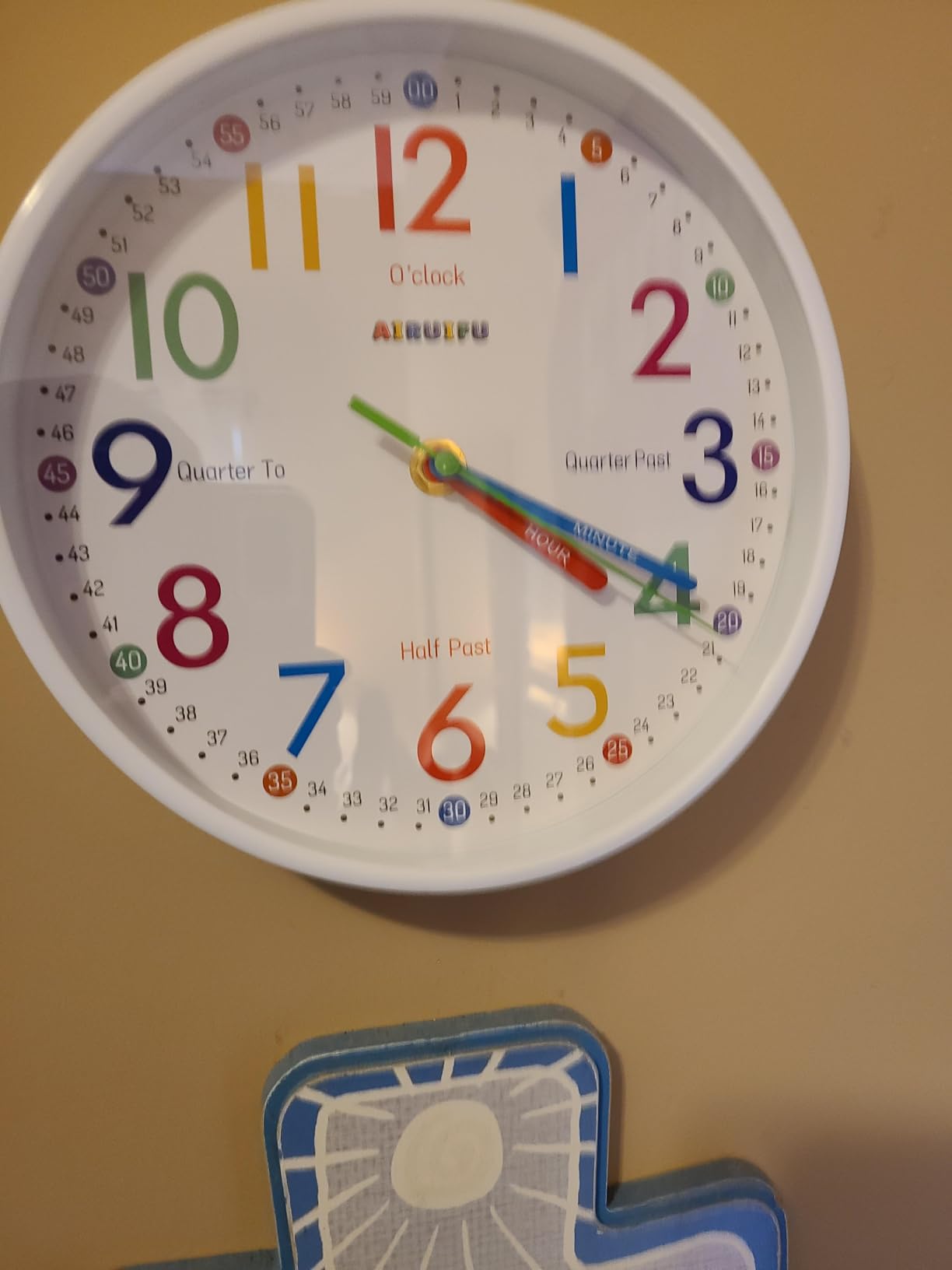 Wall Clock for Kids Learning to Teaching Time Wall Clocks Battery Operated Silent Non Ticking - Analog Colorful Clock Decorative for Kids Room,Classroom,School,nursery school,playroom(10 Inch) customer photo 1