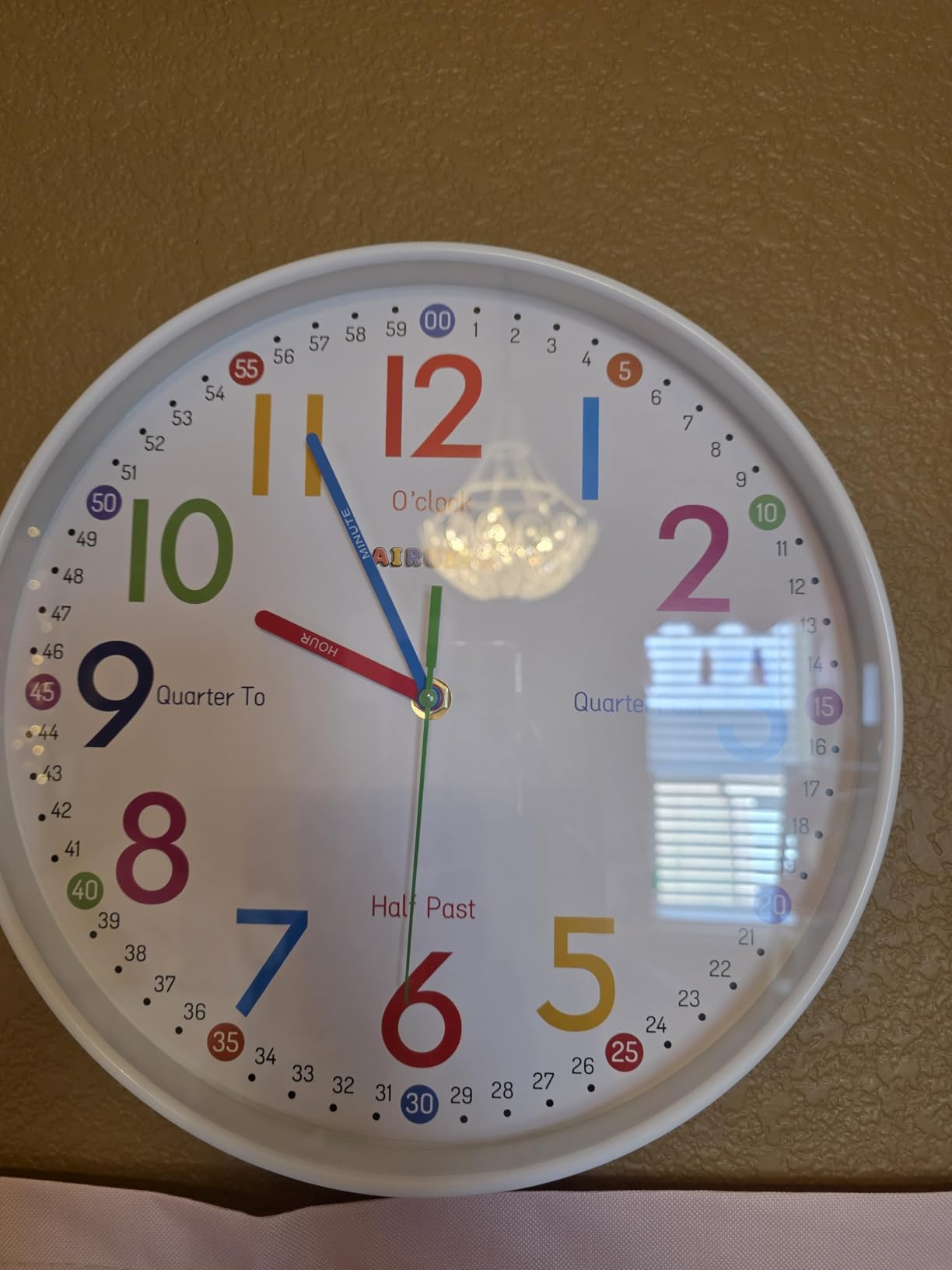 Wall Clock for Kids Learning to Teaching Time Wall Clocks Battery Operated Silent Non Ticking - Analog Colorful Clock Decorative for Kids Room,Classroom,School,nursery school,playroom(10 Inch) customer photo 2