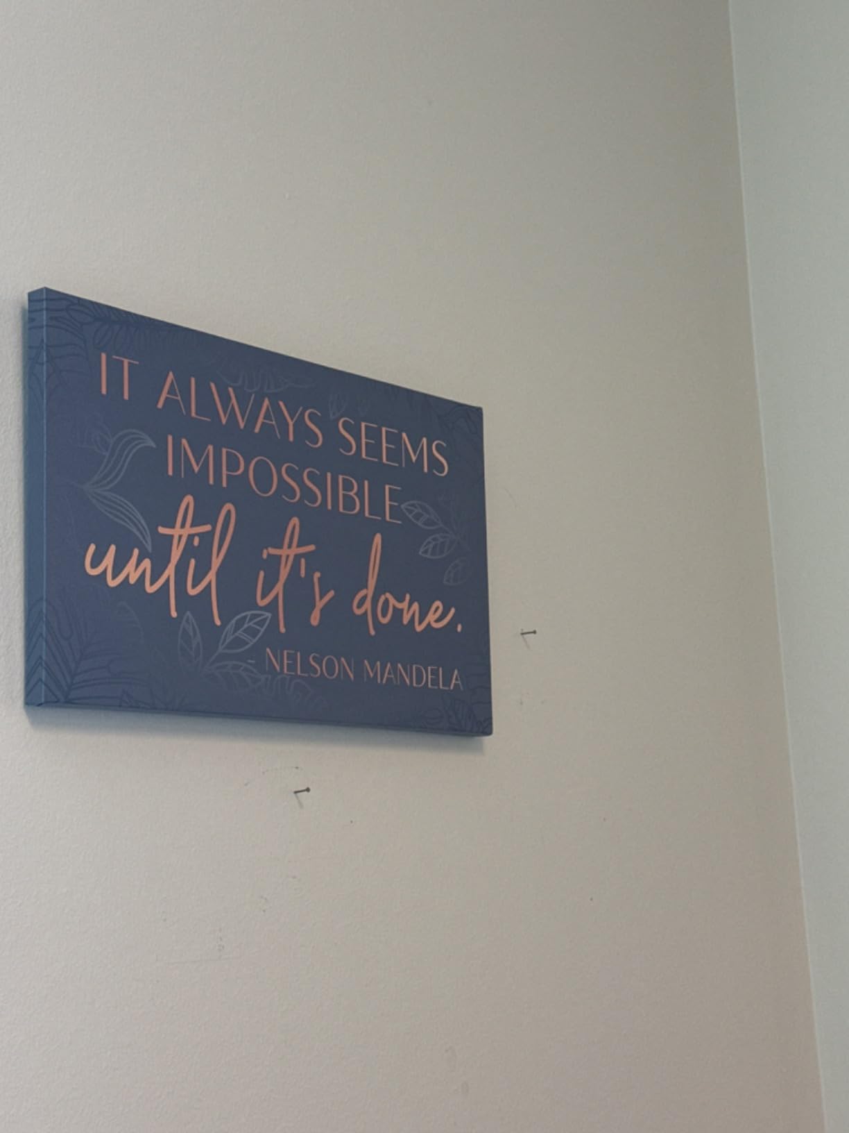 HoneyKICK It Always Seems Impossible Inspirational Quote Canvas, 10x16 | Navy-and-gold typography on gallery-wrapped canvas creates a polished daily reminder for offices and living spaces. customer photo 2
