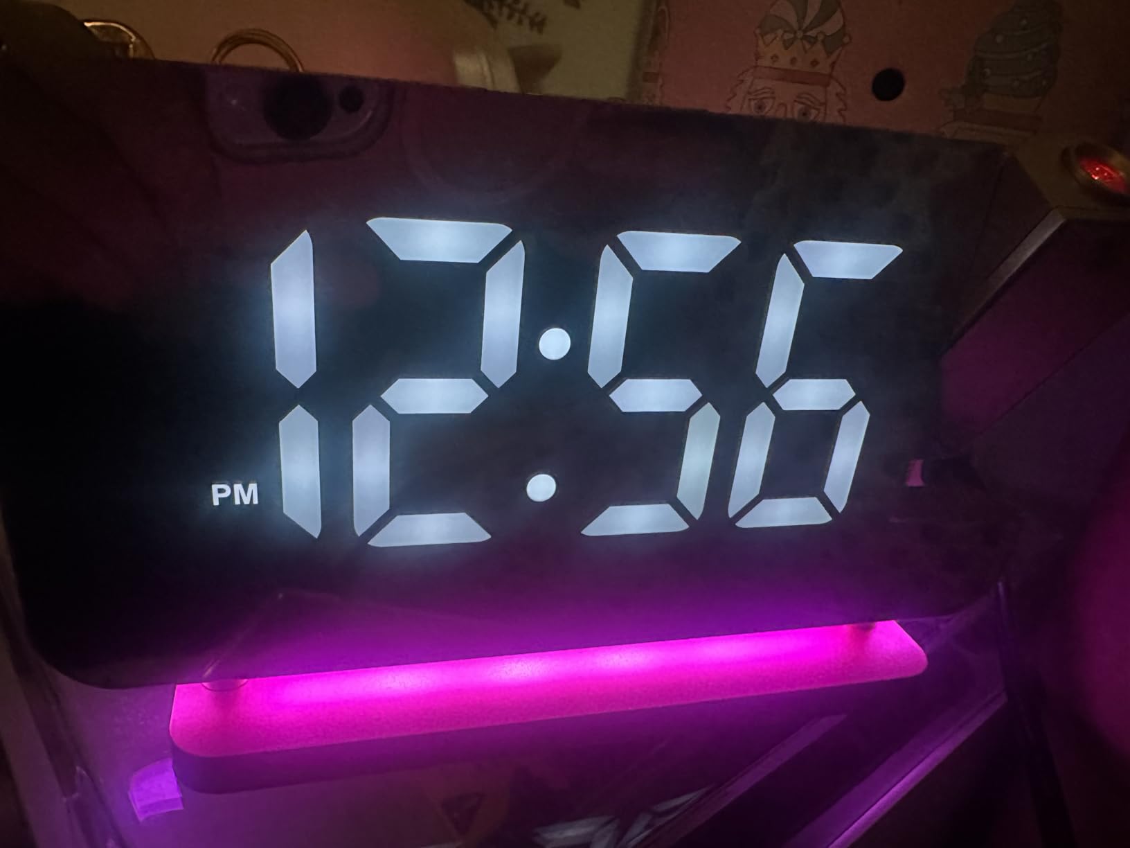 Projection Alarm Clock, 7.4 in Digital Mirror Clocks, with 180° Rotatable Projector, RGB Night Light, USB C Charger Port, Auto Dimmer, LED Desk Clock for Bedroom customer photo 1
