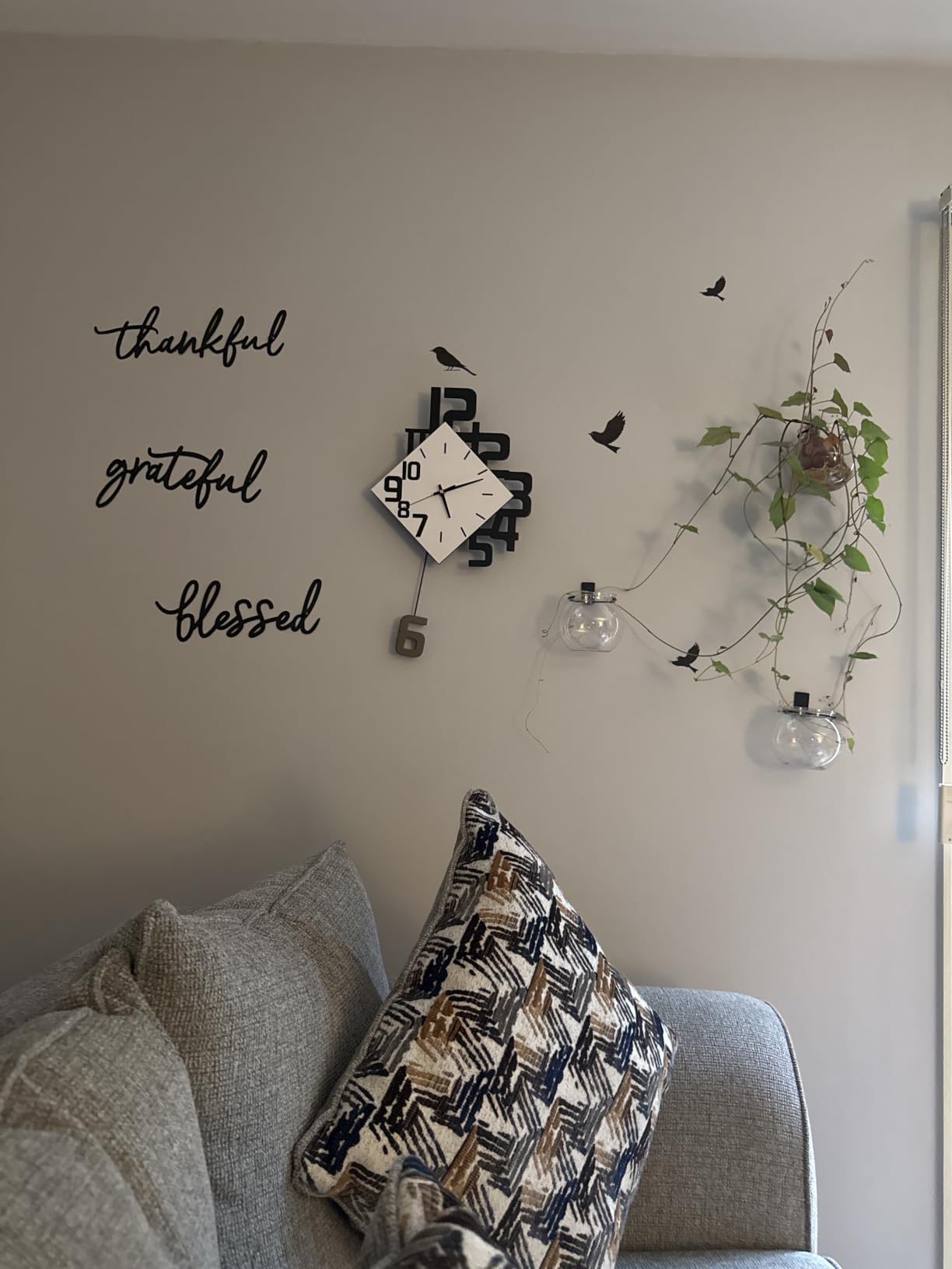 Decorative Wall Clock for Living Room Decor Large Modern Wall Clocks | Pendulum Battery Operated for Bedroom Office Kitchen Home Small Black Silent Wall Clock Non Ticking 11.8*22.4 Inch customer photo 1