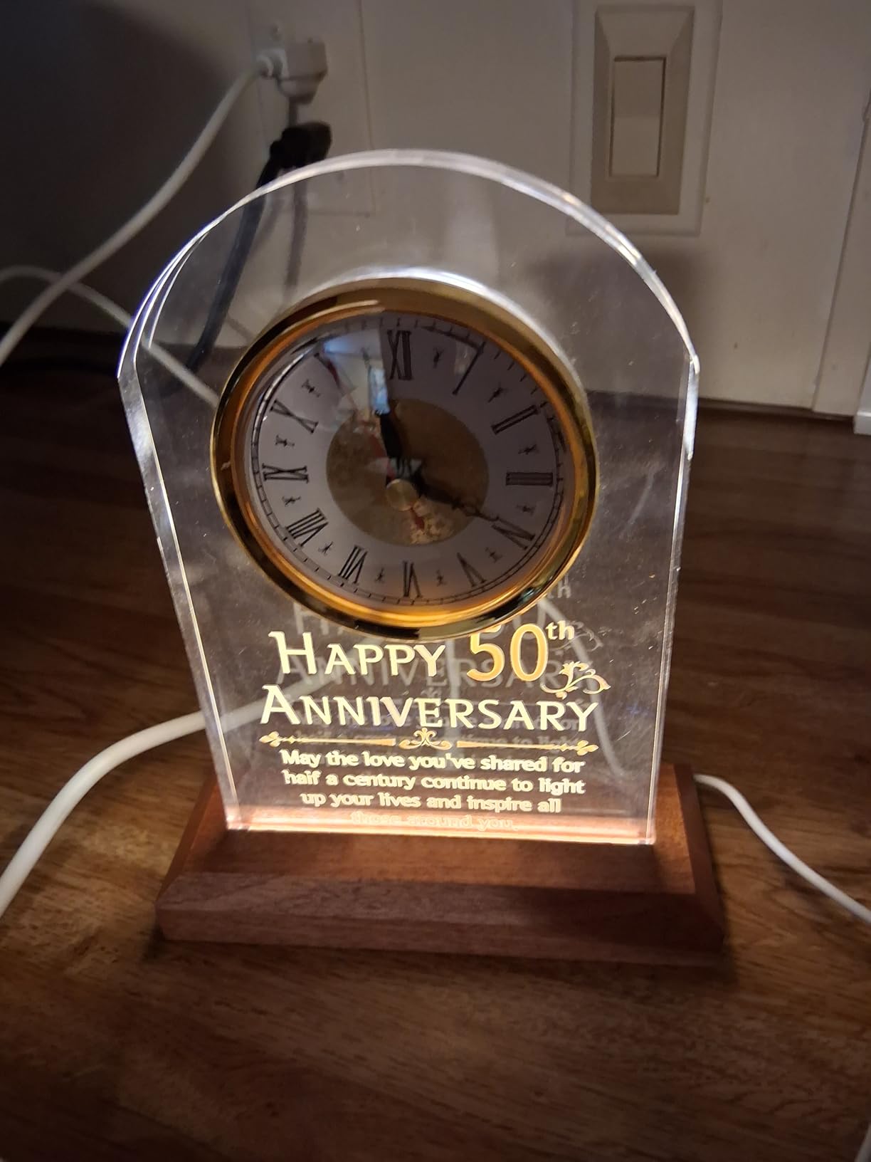 OkiyiD 50th Anniversary Wedding Gift, Anniversary Quartz Clock, Desk Table Clock, 50 Years of Marriage, Golden Wedding for Couple, Parents, Grandparents (50th Anniversary) customer photo 1