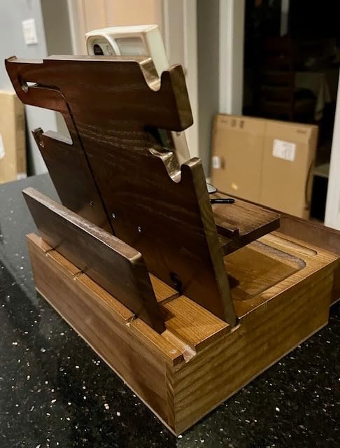 Wood Phone Docking Station for up to 3 Phones - Nightstand Organizer with Drawer for Valuables for Men & Women, Compatible with Apple Watch, Holds Phones, Tablets, Keys, Rings, Glasses, Watches & EDC customer photo 1