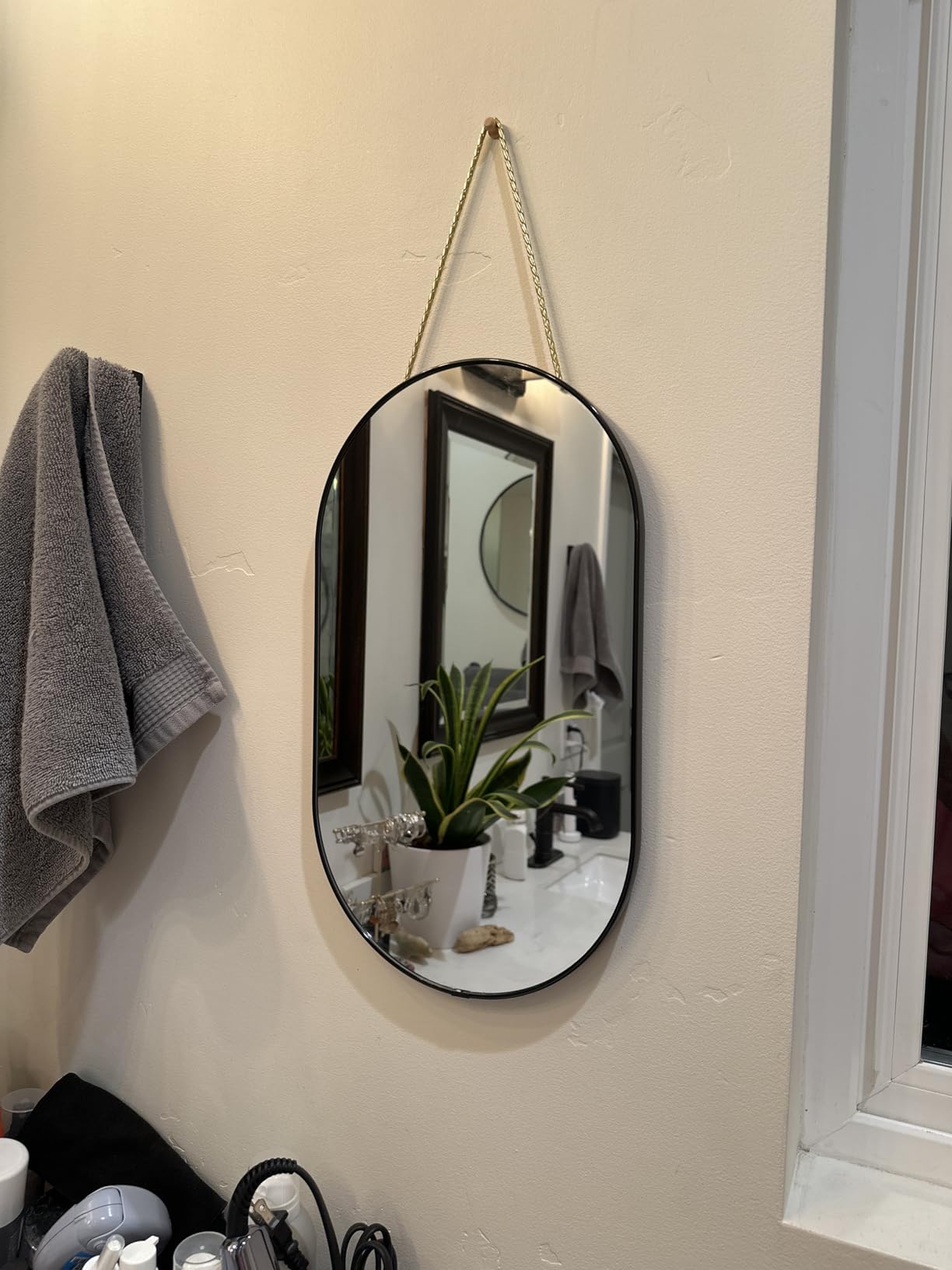 YCHMIR Oval Wall Mirror, Gold, Oval Shape, for Bathrooms and More (16x9.2 inch) customer photo 2