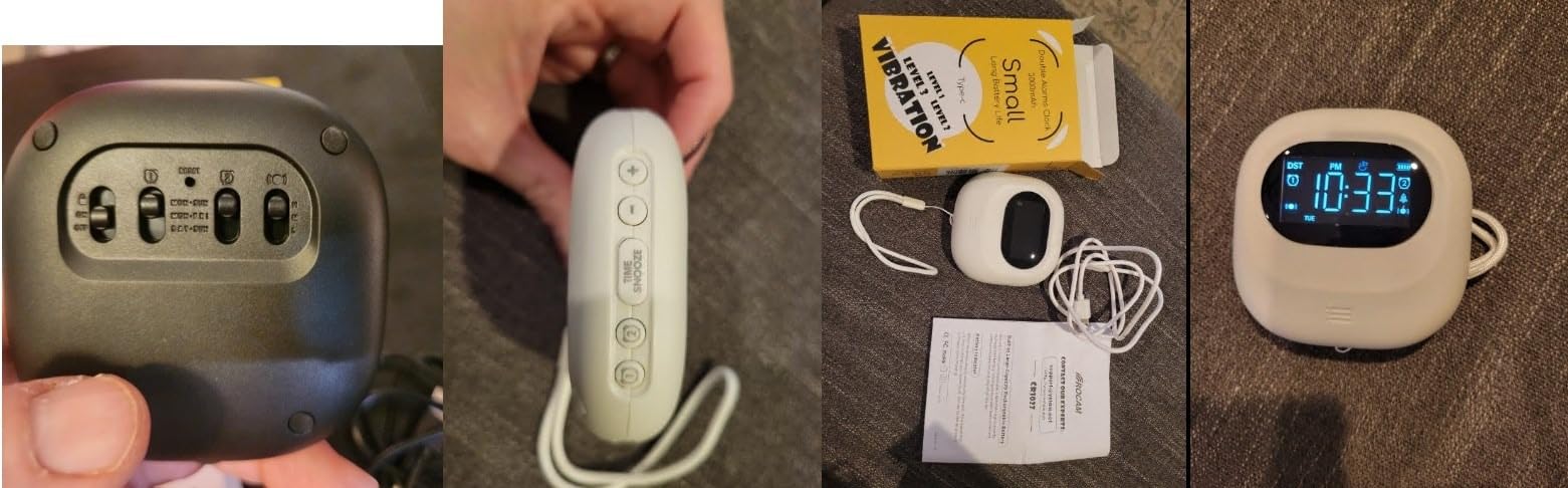 Vibrating Alarm Clock Bed Shaker, Rechargeable 3000mAh Battery | 3000mAh Battery (160-Day Standby), 3 Vibration & 5 Volume Levels, Dual Alarms. Portable for Travel & Deaf People. customer photo 1