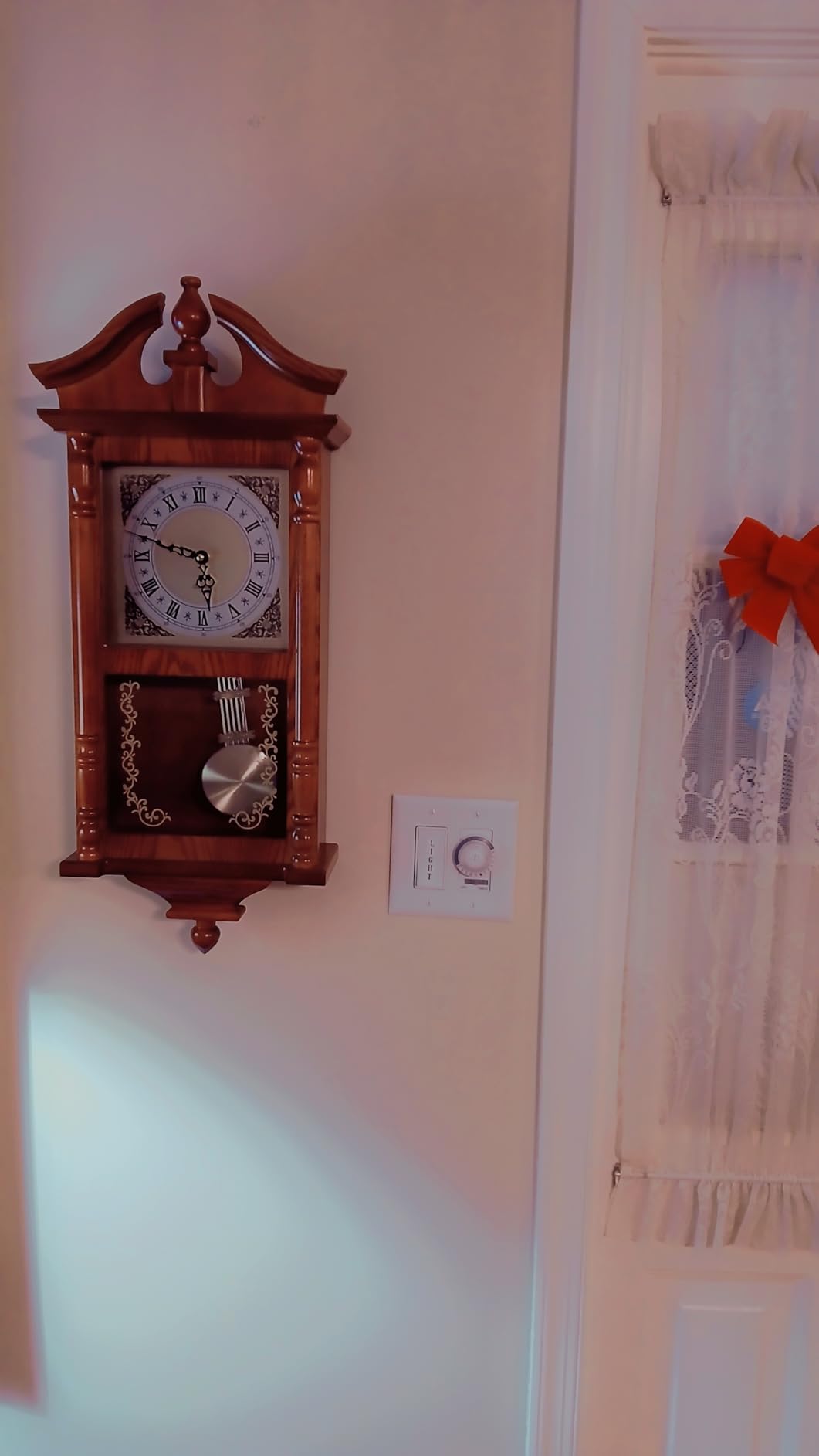 AYRELY 25IN Grandfather Vintage Wall Clock with Pendulum and Chime, Hour/Quarter-Hour Chime, Rubberwood Frame customer photo 1