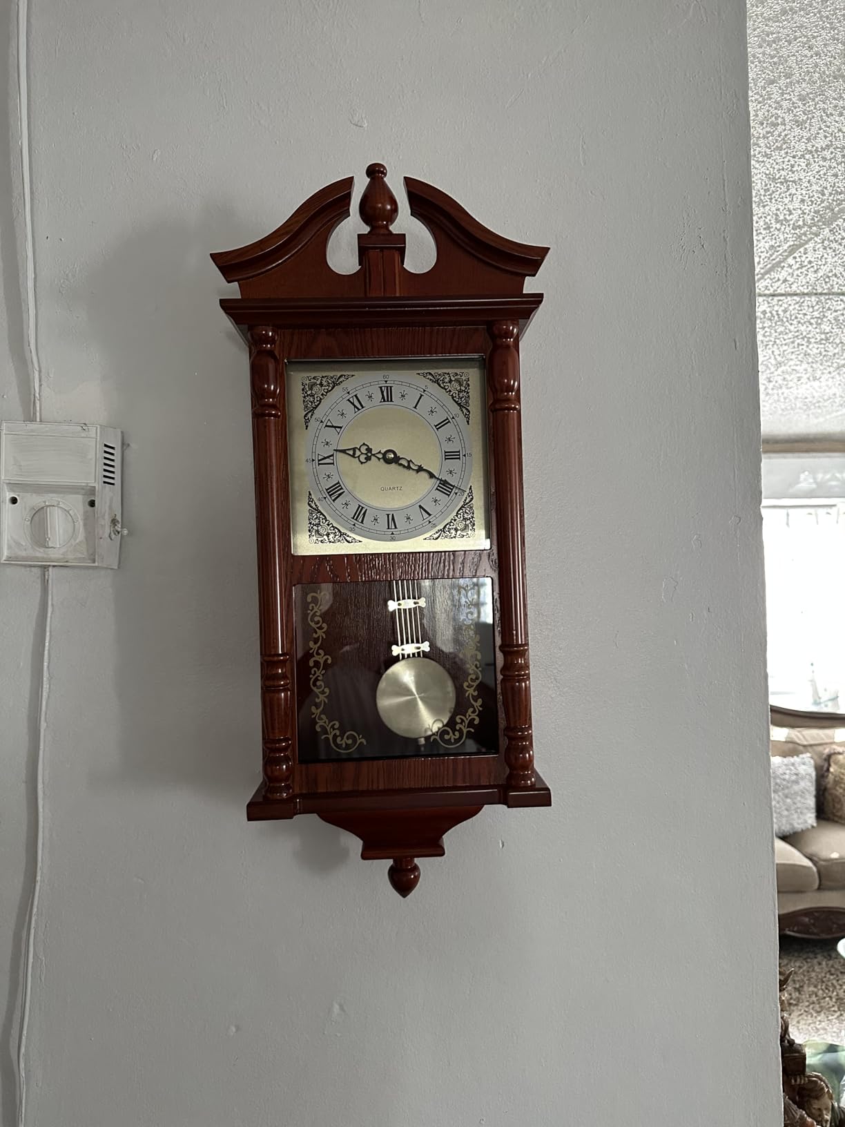 AYRELY 25IN Grandfather Vintage Wall Clock with Pendulum and Chime, Hour/Quarter-Hour Chime, Rubberwood Frame customer photo 2