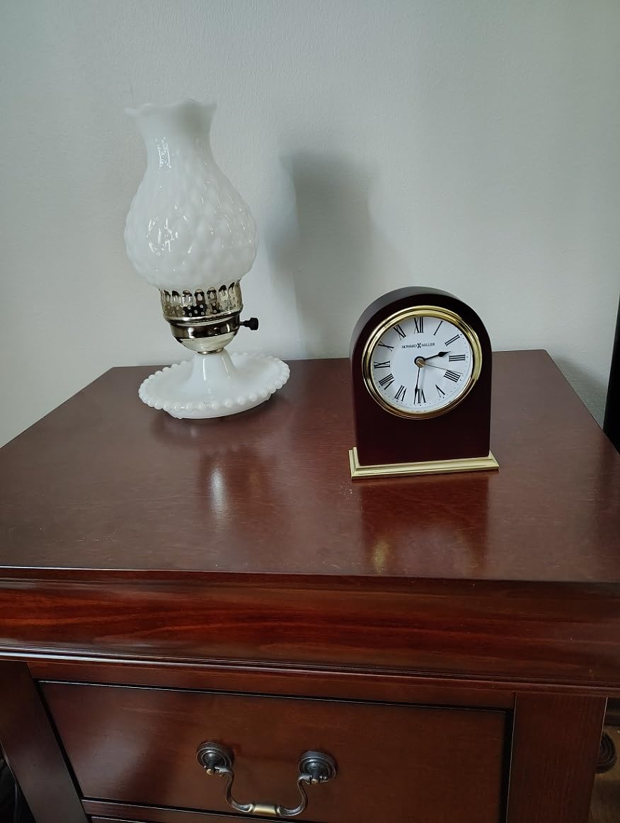 Howard Miller Priest River Table Clock II 549-779 - Modern Arched Shaped Clock, Low-Gloss Rosewood Hall Finish, Brass Finish Metal Base, Felt Bottom, Quartz Movement customer photo 1