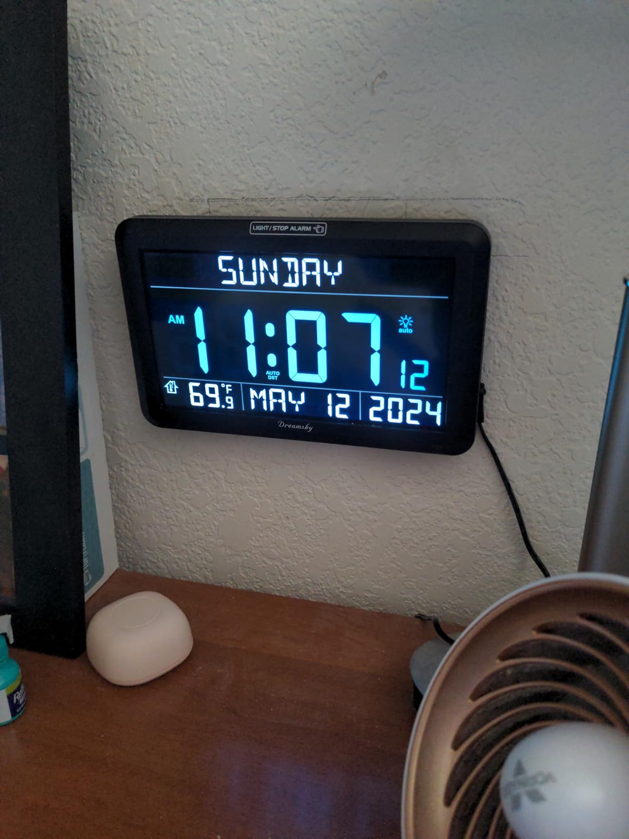 DreamSky Digital Clock with Date and Day of Week with Battery Backup | Large Calendar Clock for Seniors Elderly, Alarm Clock for Bedroom, Backlight Dimmer, Adjustable Volume, USB Port, Auto DST customer photo 1