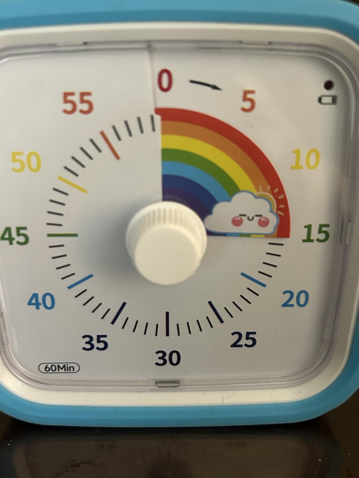Rainbow Visual Timer for Kids, 60-min Countdown Timer, Blue | Protective Case, No Ticking, Mute and Ringing Alarm Available, Time Management Tool, Low Power Reminder, for Study, Game, Work customer photo 1