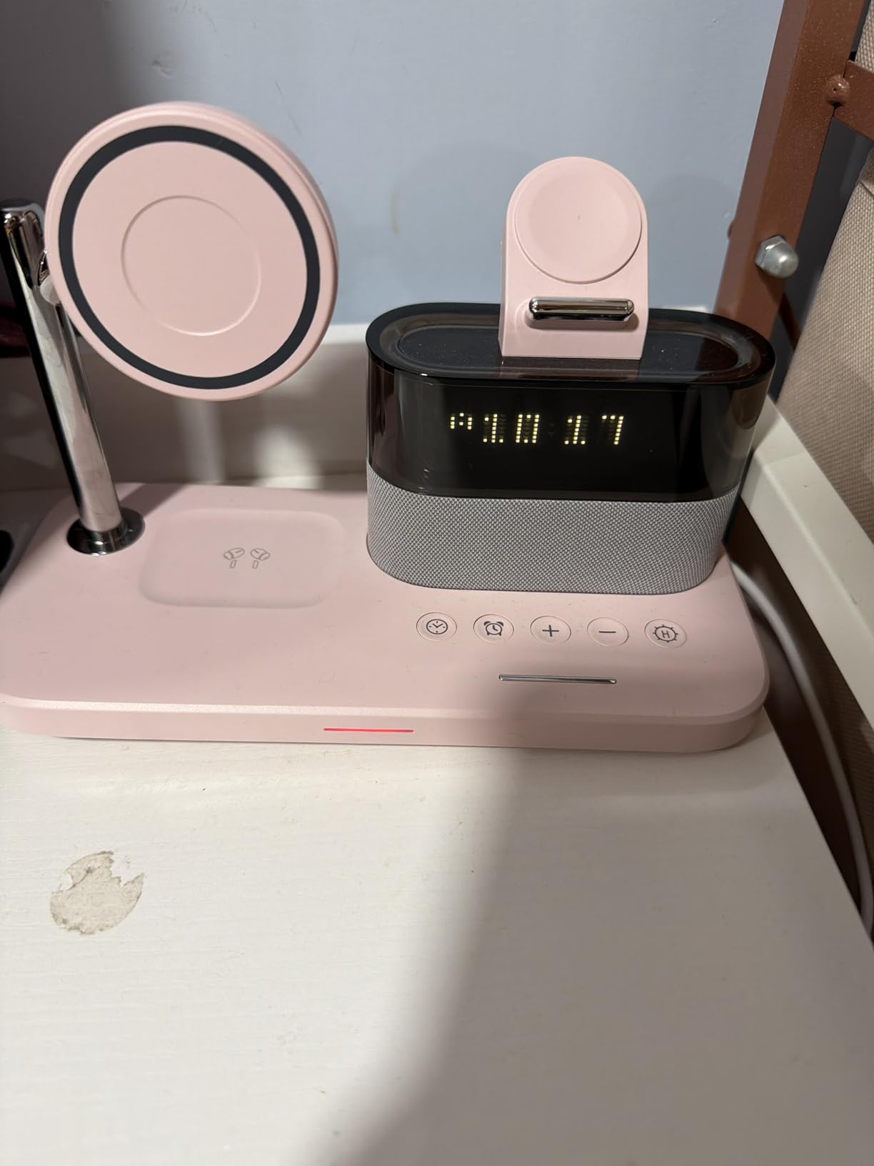 5 in 1 Wireless Charging Station with Alarm Clock Night Light for Apple | Magnetic, Bedside Alarm Clock, Dimmable LED Light, 3-in-1 Charger Stand for iPhone/Watch/Air-Pods Multiple Devices customer photo 1