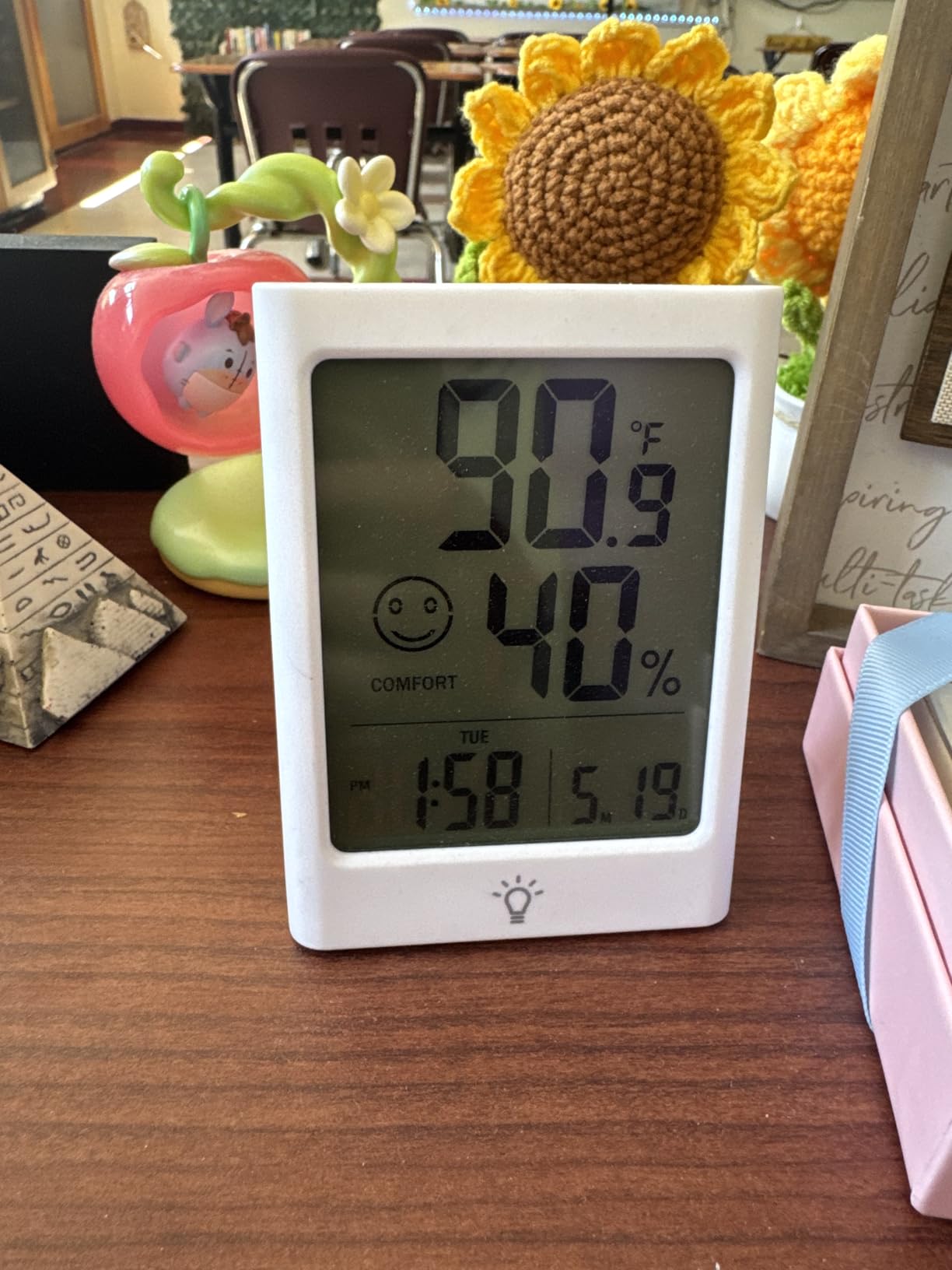 Timloon Digital Indoor Thermometer for Room, Smart Temperature Humidity Monitor with Backlight, Comfort Indicator, Max/Min Record, Time, Calendar, Alarm, °c/°f Switch for Bedroom, School customer photo 1