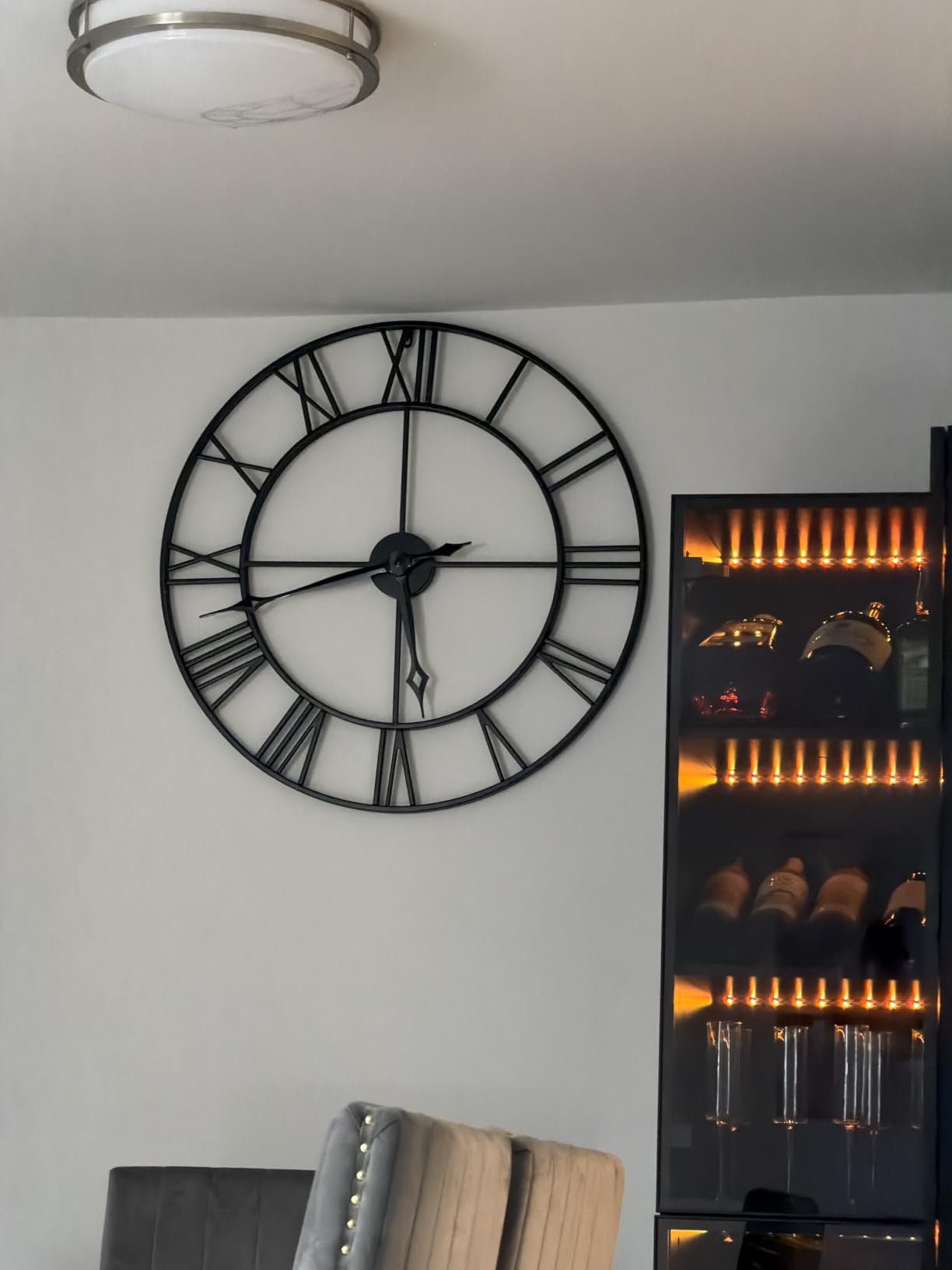 Silent 24 Inch Wall Clock for Living Room Decor,Metal Roman Numeral | Non Ticking,Matt Black,Large Thicker Metal Wall Clock for Dinning Room,Entryway,Home Office & Fireplace Decor customer photo 2