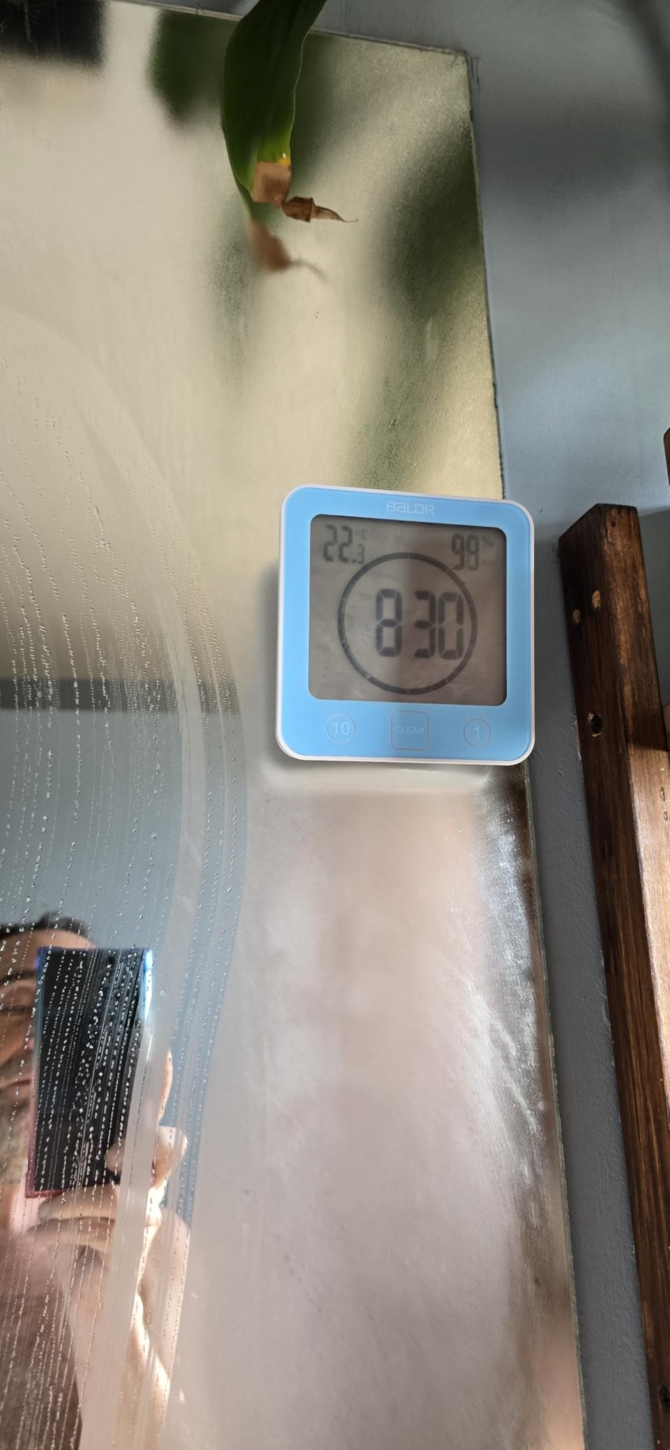 Bathroom Shower Wall Clock Timer Waterproof, Shower Clock with Suction | LCD Digital Touch Screen, 99Mins Countdown Timer, Temperature Humidity Gauge, Visual Timer Hanging Wall Clock, Blue customer photo 1