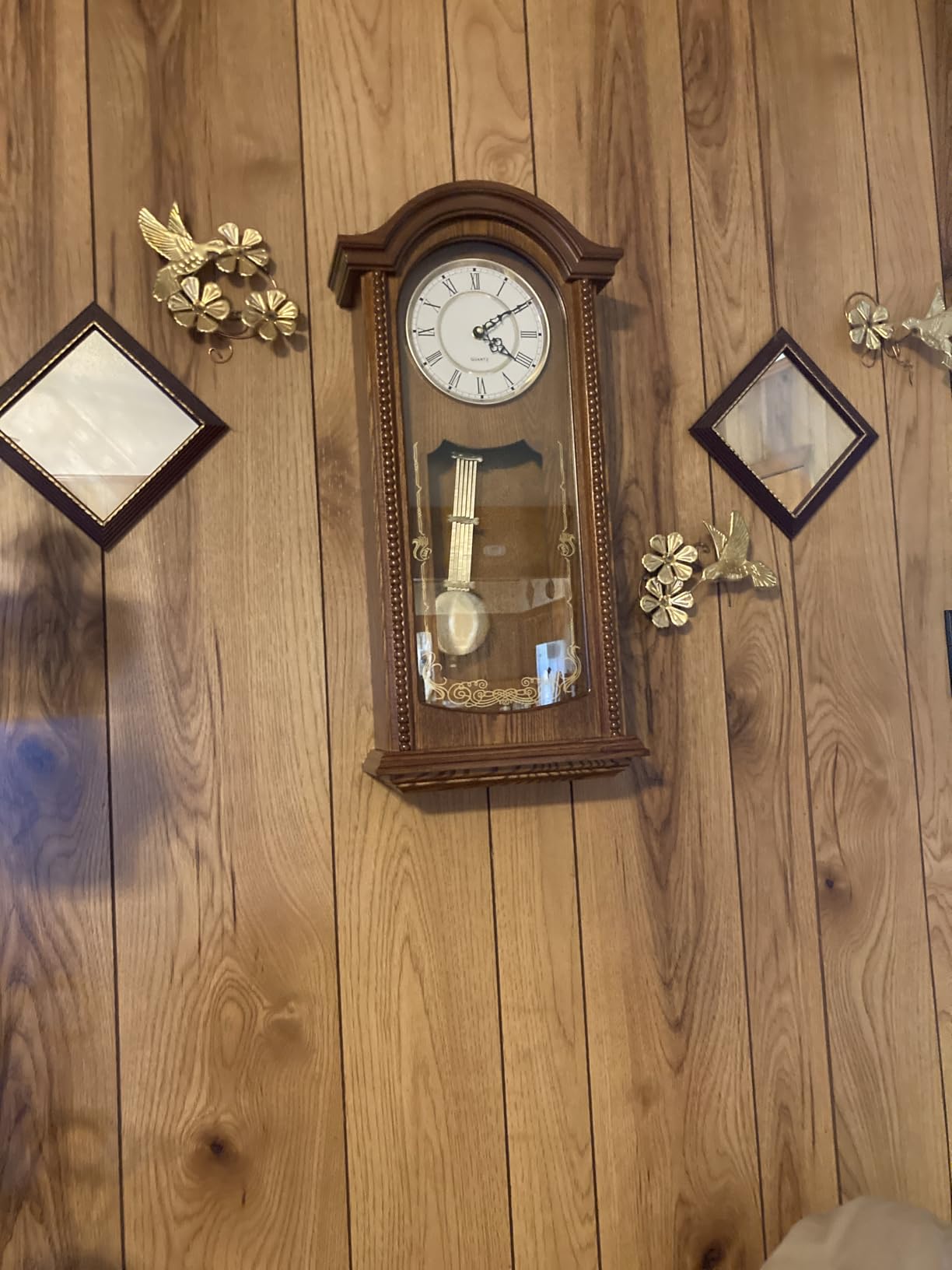 AYRELY 26IN Grandfather Vintage Wall Clock with Pendulum and Chime, Hour/Quarter-Hour Chime, Elmwood Frame customer photo 2