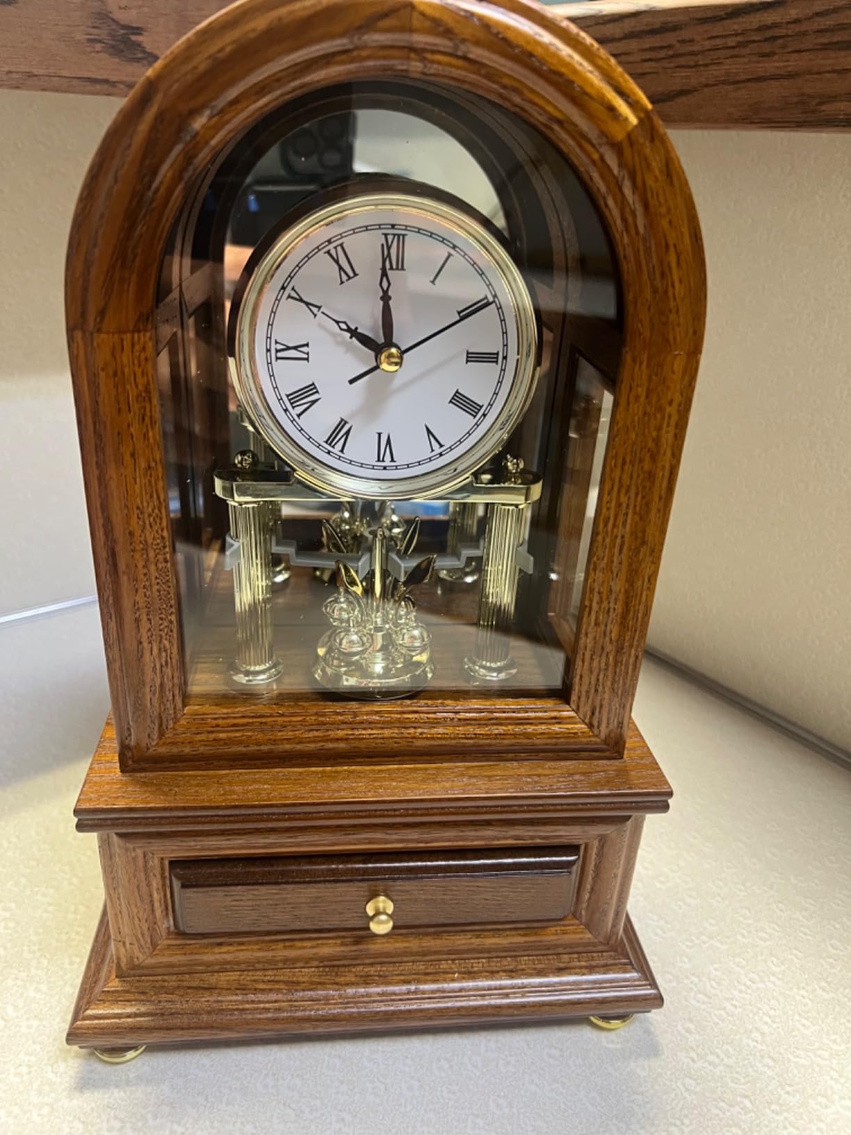 AYRELY Wooden Table Anniversary Clock, Antique Shelf Clocks, Revolving Pendulum Mantel Clocks, Desk Grandfather Clock for Living Room, Home Decor Gift customer photo 2