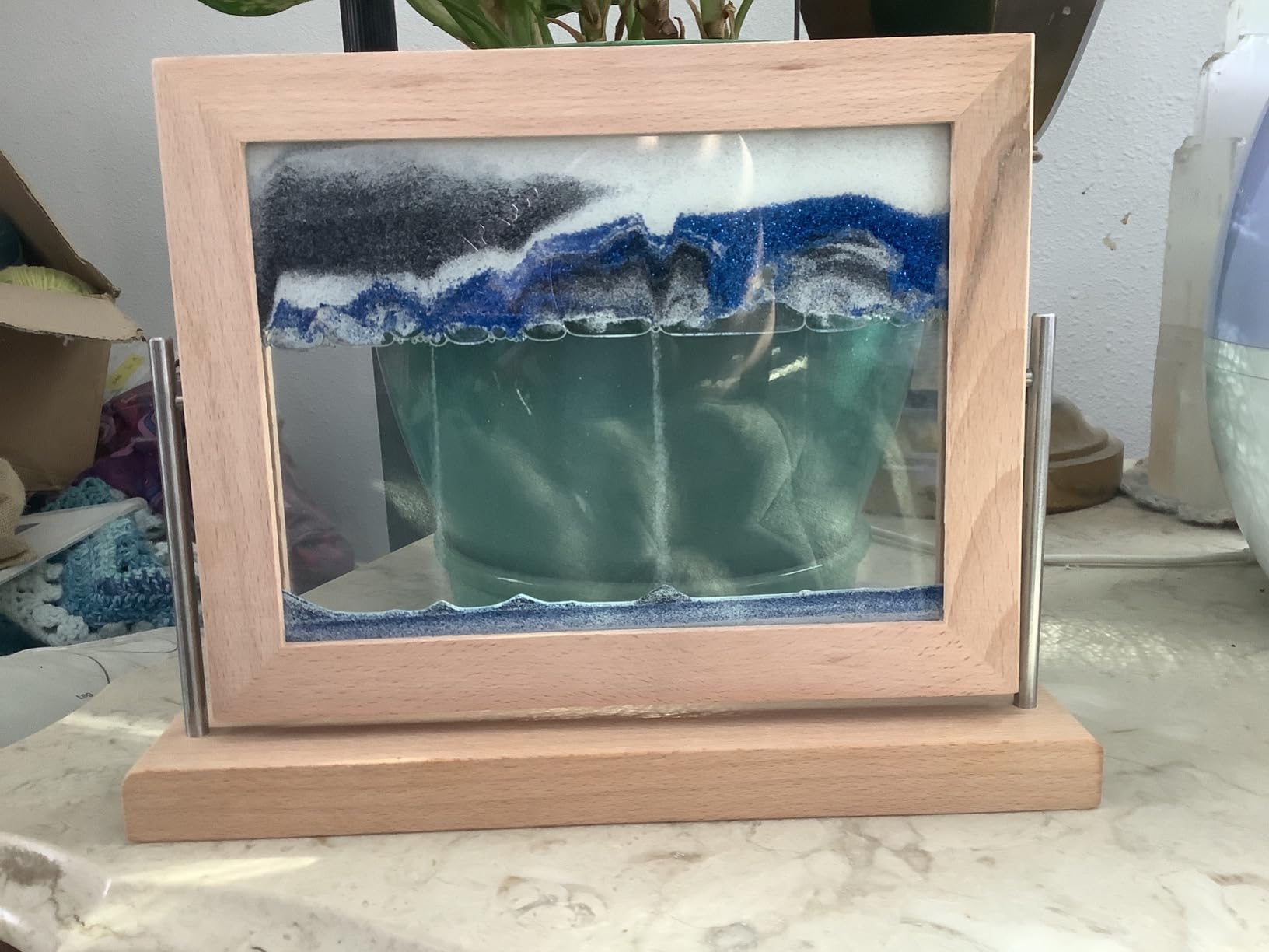 Coitak Moving Sand Art Picture, Wooden Frame Dynamic Sand Picture | Desktop Moving Sand Art for Home Decor and Office, Wooden Frame, Glass customer photo 1
