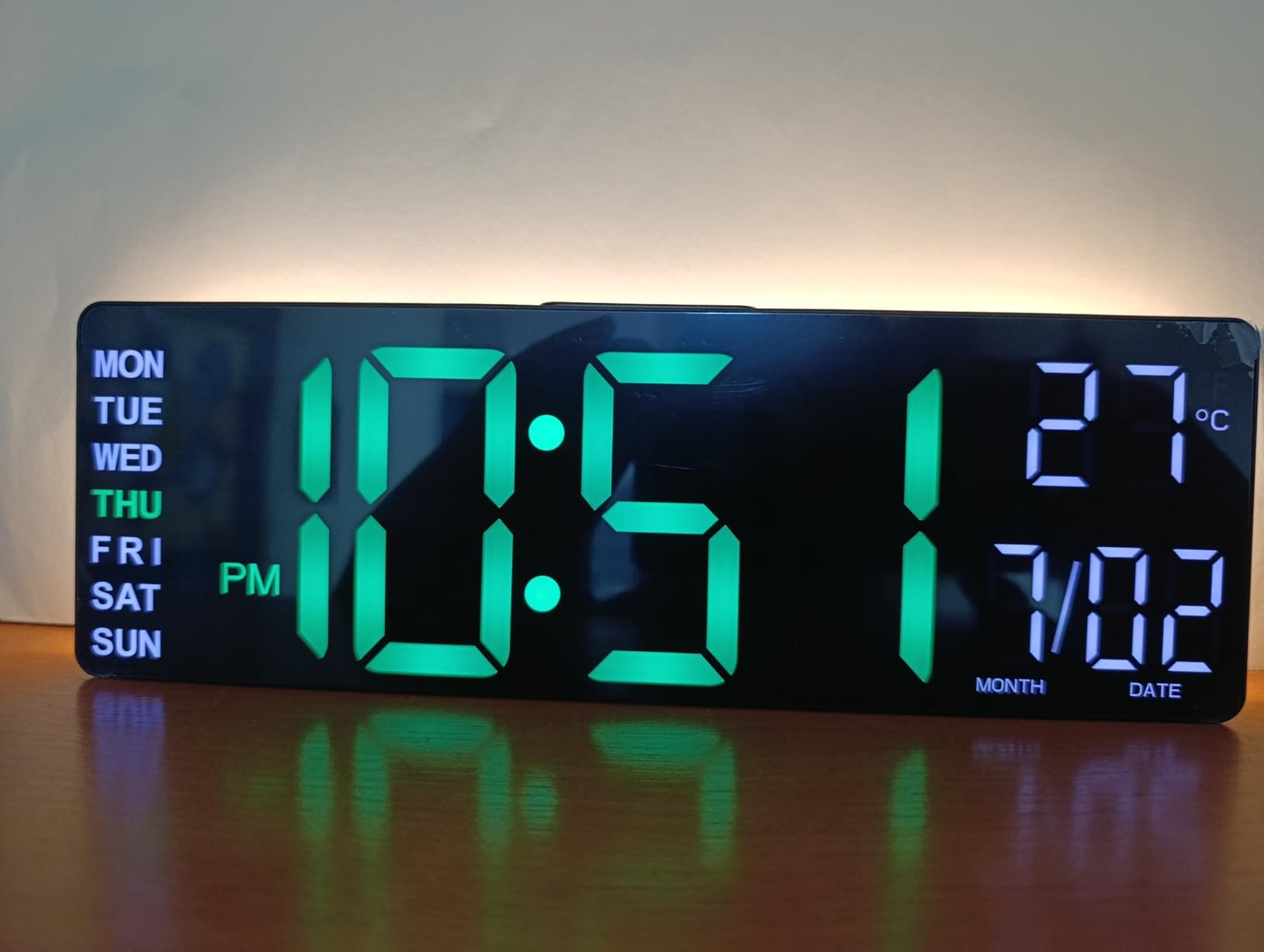 JALL 10.5'' Large Digital Alarm Clock with Big LED Number, Remote Control, RGB Colors, Timer, Dual Alarm, Temperature for Back to School Classroom, Bedroom, Living Room, Gift for Senior Student Teacher customer photo 1
