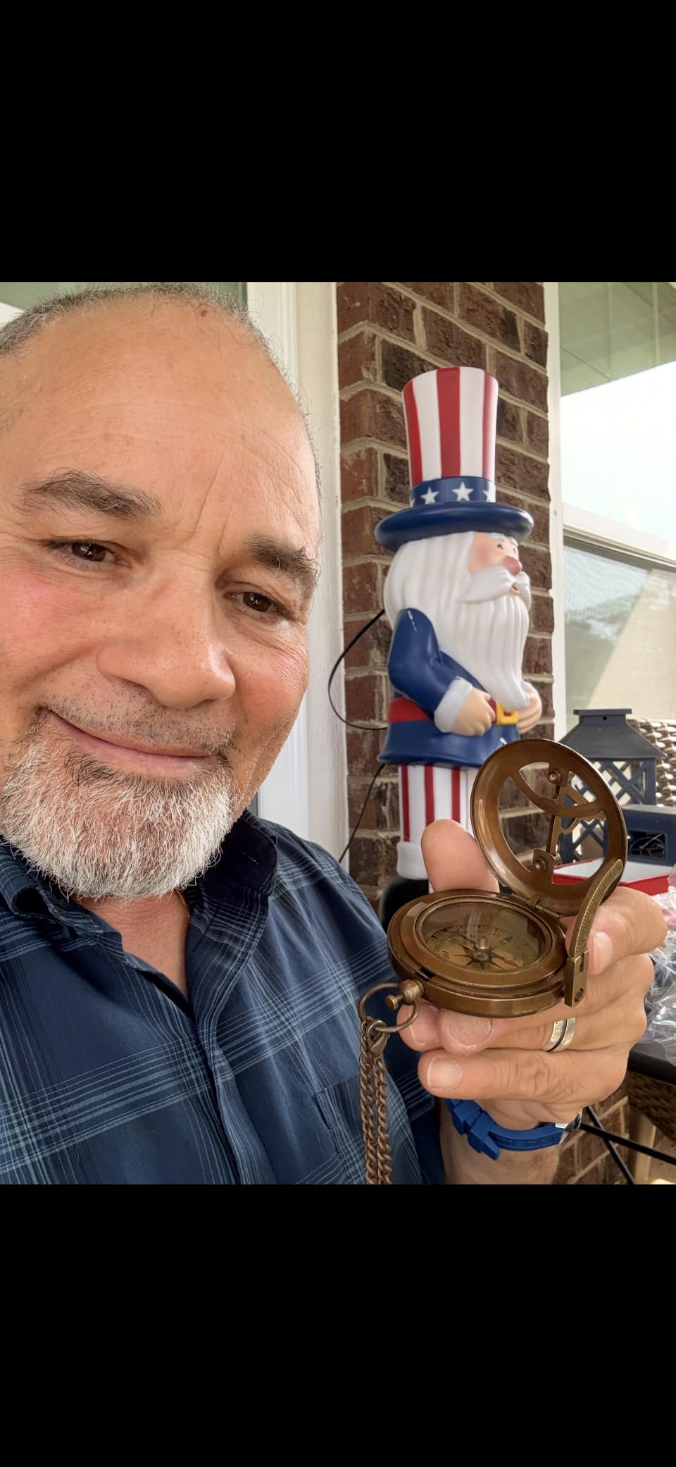 Behind You Engraved Brass Compass Gift for Men - Handcrafted Vintage Brass Sundial Compass - Antique Nautical Sun Clock with Leather Case customer photo 1