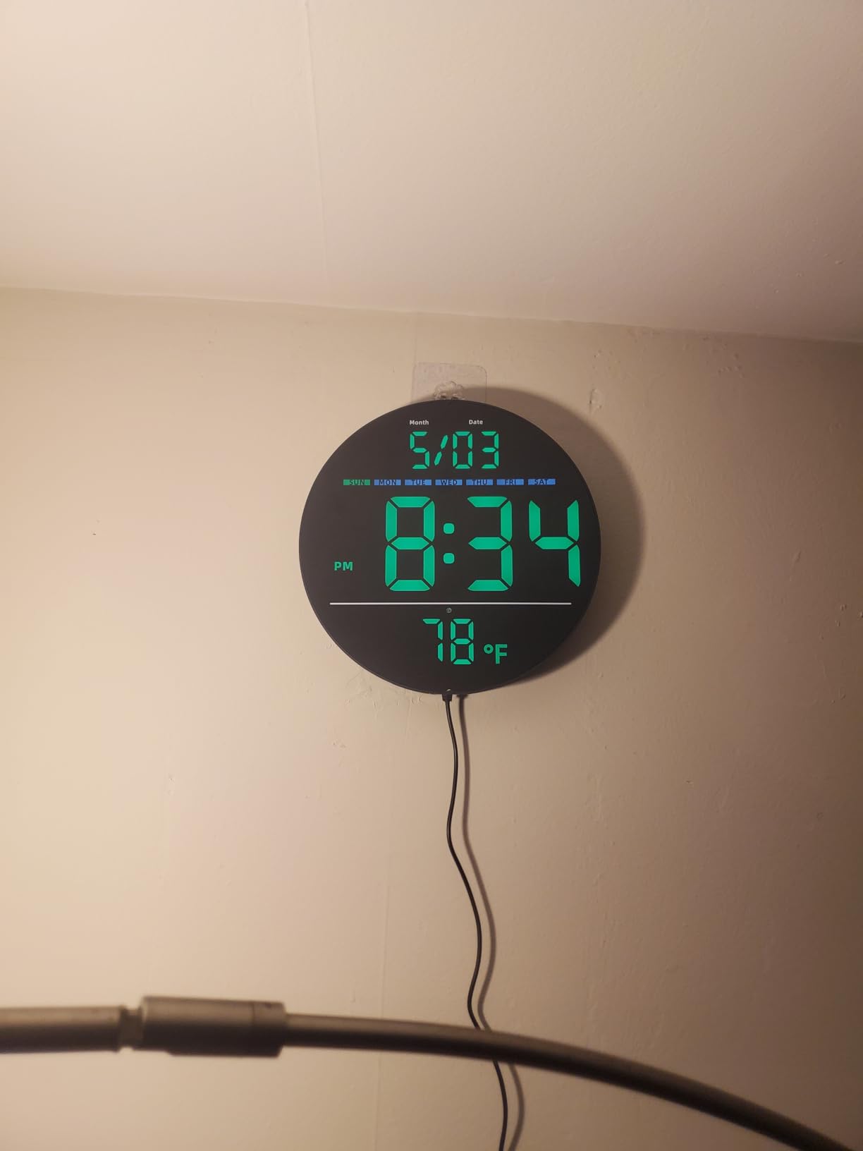 Digital Wall Clock with Large LED Display, Date, Temperature, Auto-Brightness | Small [PLUG-IN] Clock | Modern Electric Wall Clock for Bedroom, Classroom, Living Room, Home, Office, Farmhouse - Blue customer photo 2