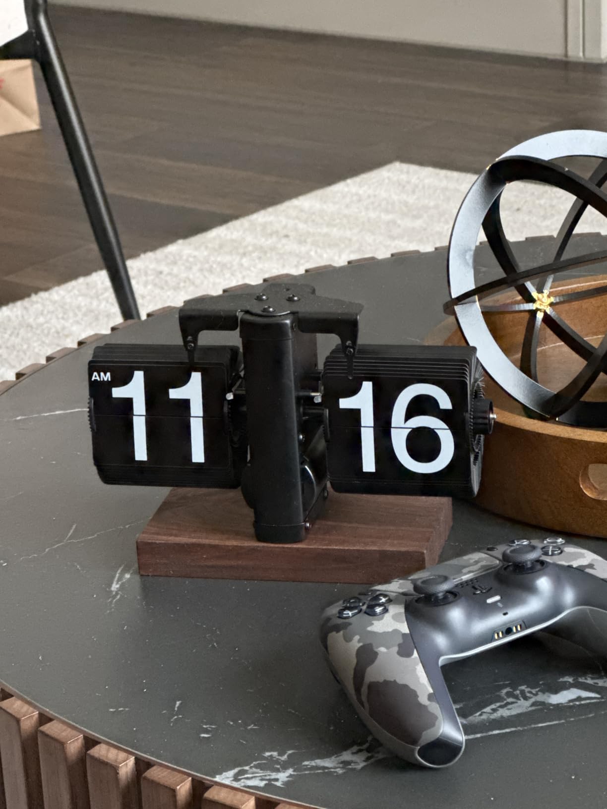 Flip Desk Clock - Retro Digital Flip Table Clock - Mid Century Modern Decor Auto Battery Powered Gear Operated for Room, Home, Office (A Style) customer photo 2