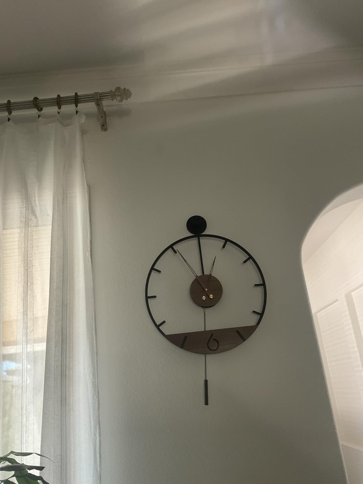 Pytha Sight 34.6x24 Inch Large Modern Decorative Pendulum Wall Clock, Big Metal Farmhouse Oversized Silent Wall Clocks Minimalist Elegant Walnut Dial Pointers for Living Room, Office, Dining Room Decor customer photo 2