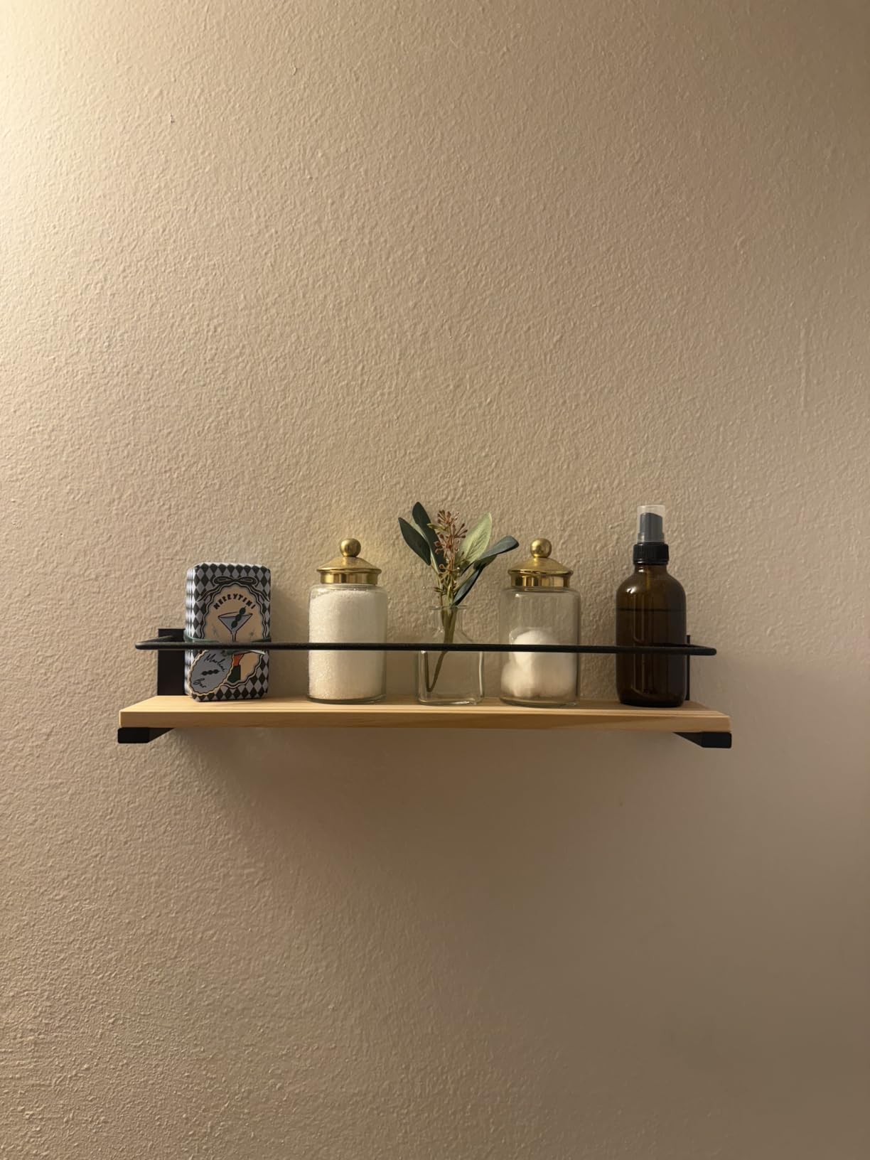 OROPY Wooden Spice Rack Wall Mounted, Over the Stove, Kitchen Wall, 4 Pack | Space-Saving Hanging Rack, Rustic Spice Rack Organizer for Cabinet, for Spice Jars & Seasonings customer photo 1