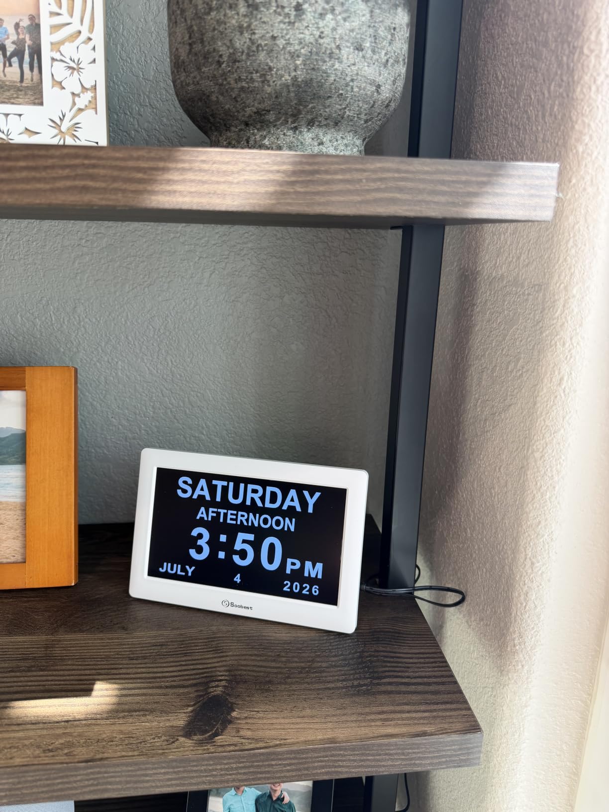 Soobest Dementia Digital Clock for Seniors Elderly, 20 Alarm Reminders 3 Ringtones for Memory Loss Alzheimers, Electric Time Date Day Large Display Calendar Clock, Auto DST, 1024 * 600P HD customer photo 2