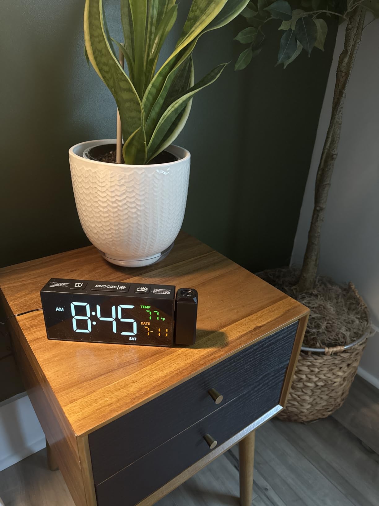 Projection Clock for Bedroom Ceiling, Alarm Clocks Black | 180° Rotatable Projector, Date Temperature and Weekday, 5 Brightness, 10 Ringtones, 4 Volumes, Manual DST, Snooze customer photo 1