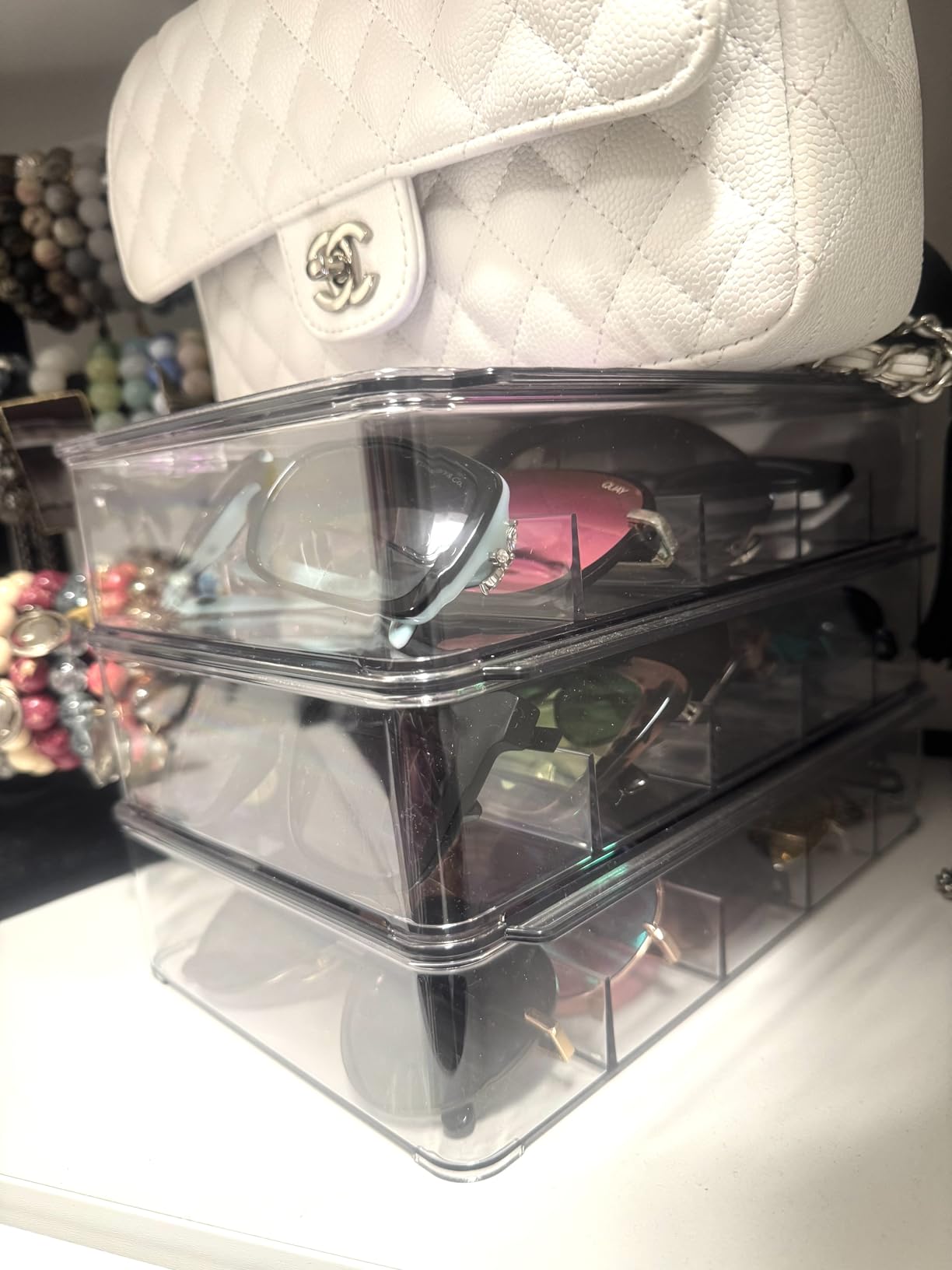 Sorbus Sunglasses Organizer - Plastic Stackable Eyeglass Case Storage Organizer for Multiple Glasses - Reading Glasses customer photo 2