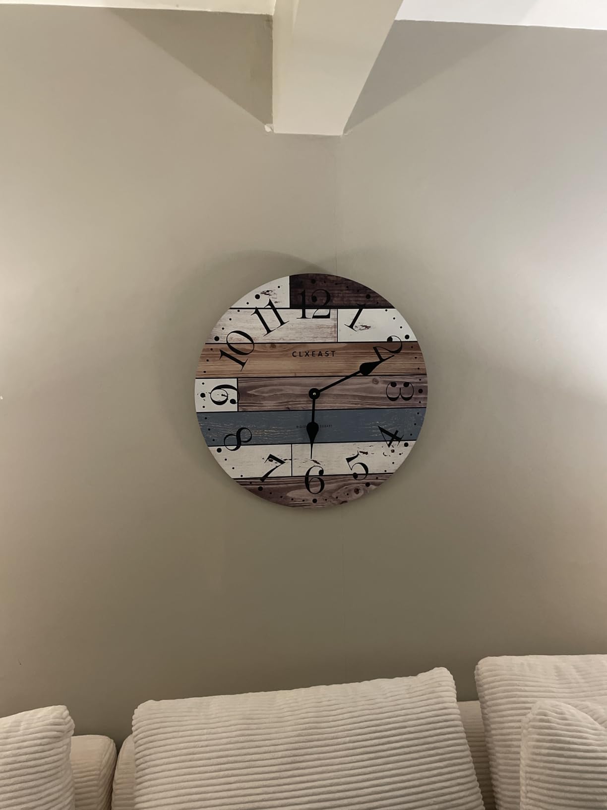 24 Inch Coastal Farmhouse Wall Clocks for Living Room Decor | Silent Non Ticking, Battery Operated, Multicolor Nautical Shiplap Wall Clock Decorative customer photo 2