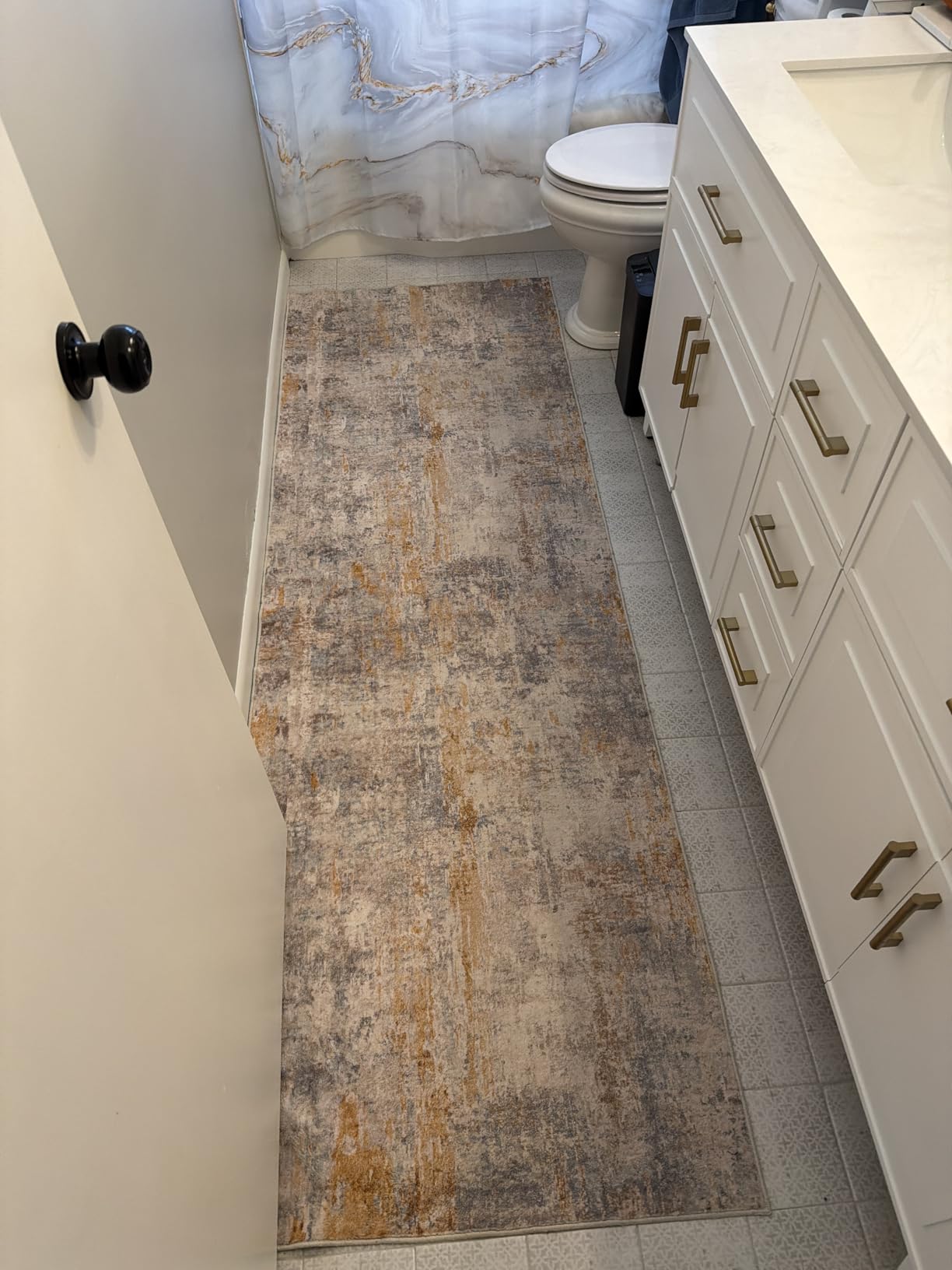 Ompaa 2x6 Rug Runners for Hallways Kitchen Runner Rug Non Slip Washable Grey Long Runner Rugs with Rubber Backing Soft Abstract Carpet Runner for Hallways, Kitchen, Bedroom, Bathroom, Entryway customer photo 2