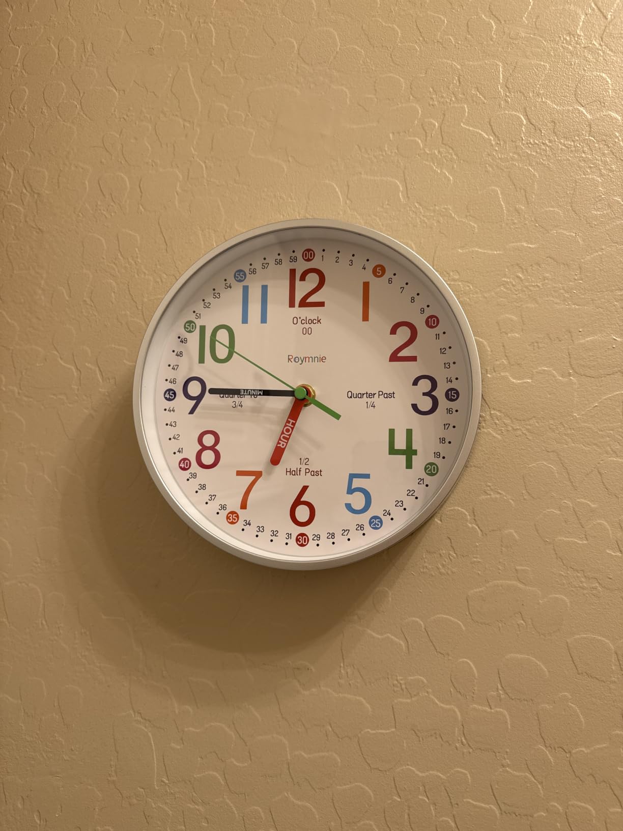 Roymnie Wall Clock for Kids Learning Battery Operated Teaching Silent 8