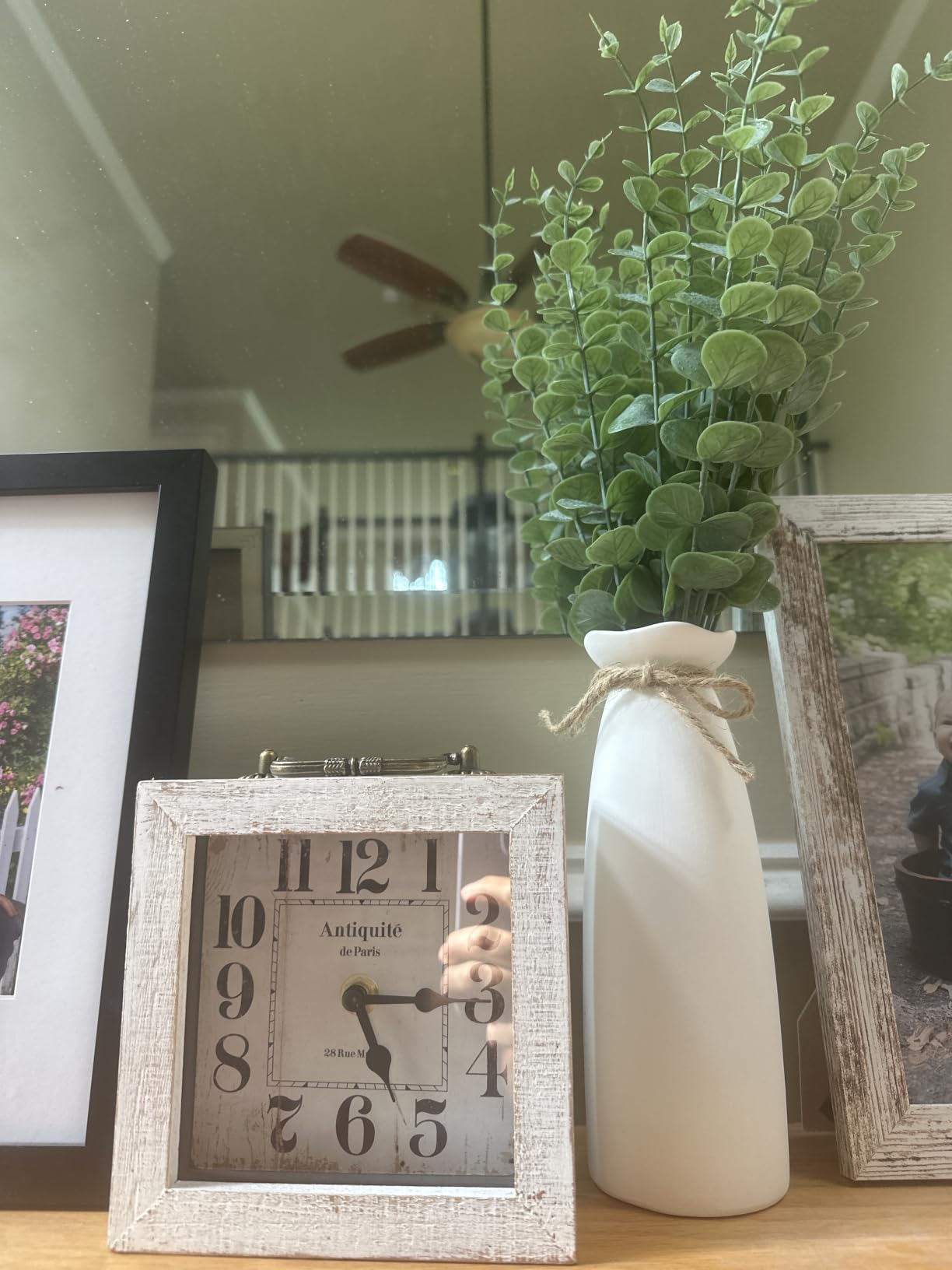 Retro Desk Clock, White Vintage Wooden Table Clock | Mantel Clock, Living Room Bedroom Shelf Decoration, Farmhouse Decor customer photo 1