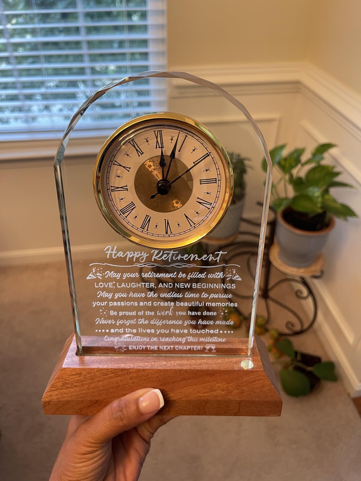 Glass Clock Wedding Gifts for Couples 2026 with Wooden Light Base, Happy Anniversary Marriage Prayer Gift with Inspiring Quotes, Unique Newlywed Mr and Mrs Gifts, Engagement Presents for Home customer photo 2