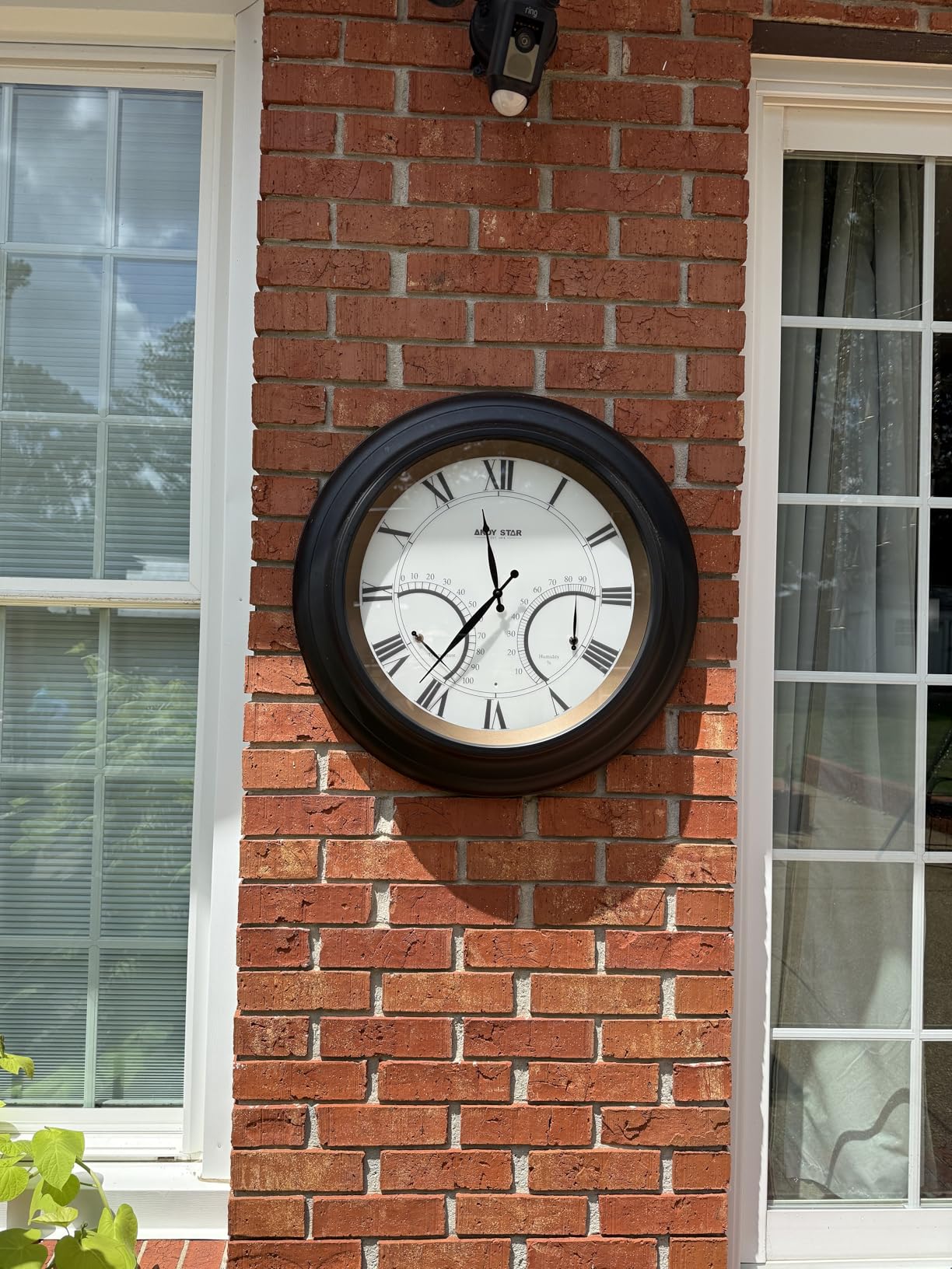 24 Inch Outdoor Clocks Waterproof, Large Outdoor Wall Clocks for Garden Patio Pool, Modern Lighted Metal Clock Battery Operated with Thermometer & Hygrometer, Gray Oak Wooden Non Ticking customer photo 1